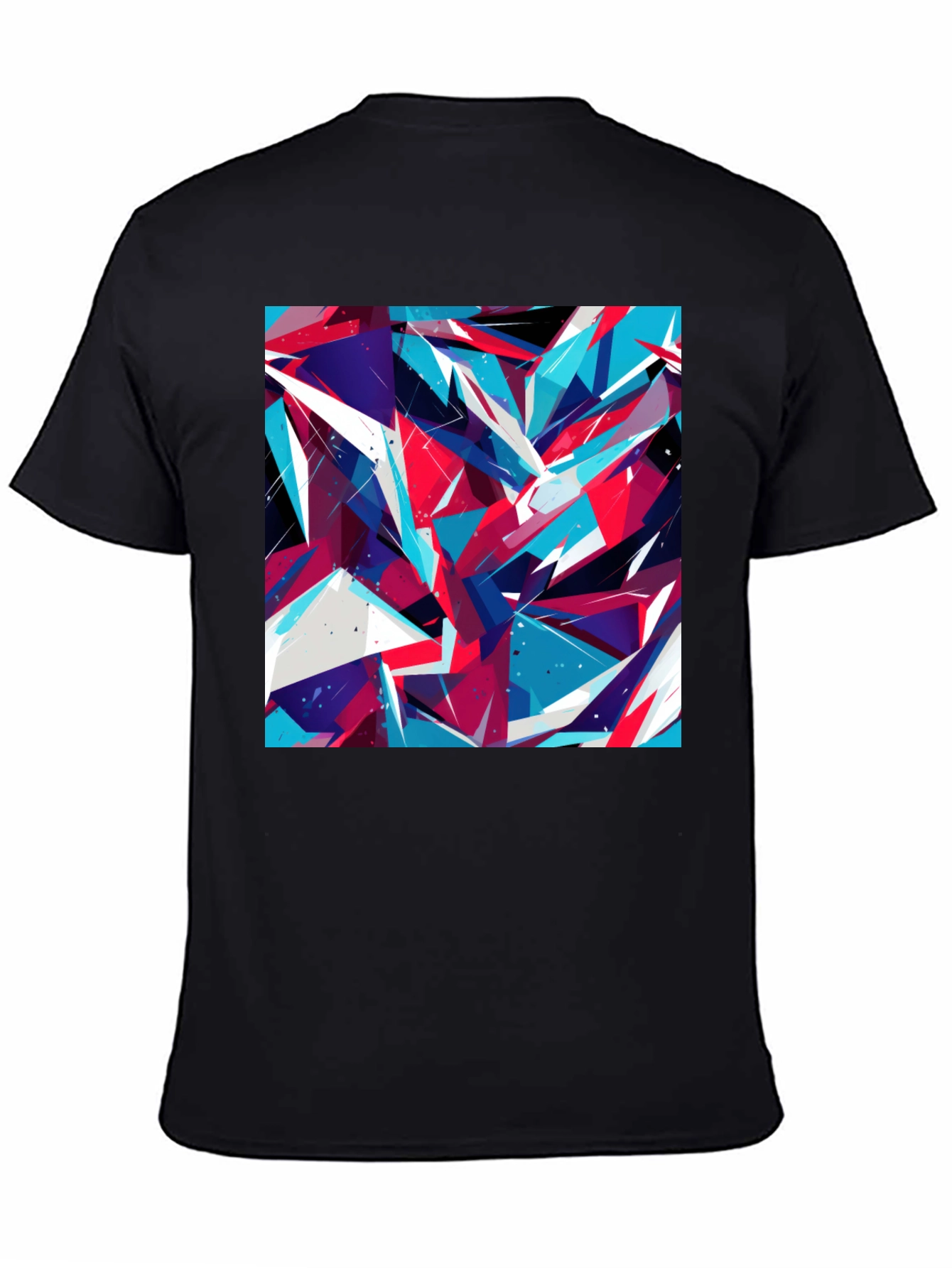 Abstract Geometric Print Black T-Shirt