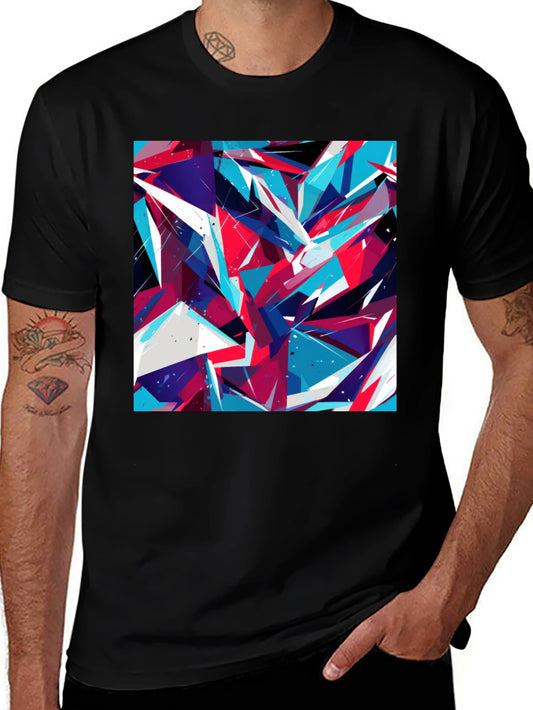 Abstract Geometric Print Black T-Shirt