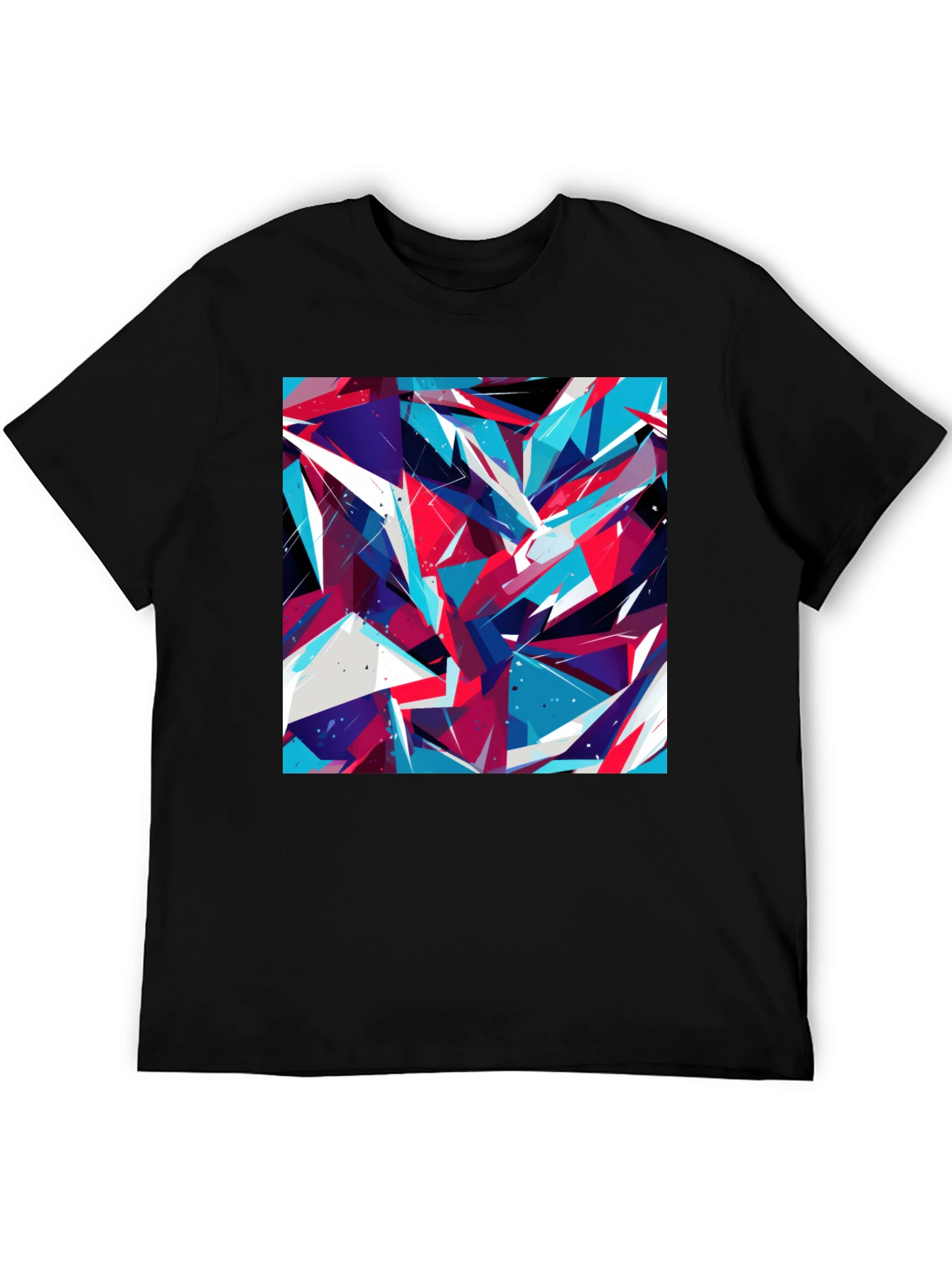 Abstract Geometric Print Black T-Shirt