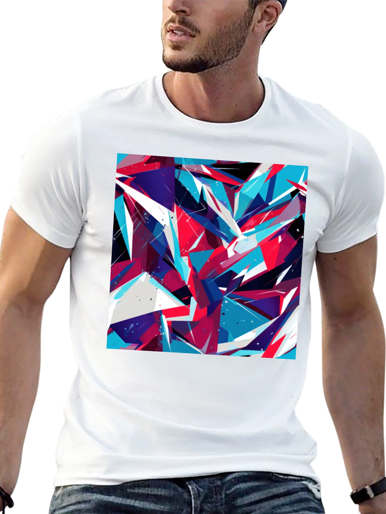 Abstract Geometric Print Black T-Shirt