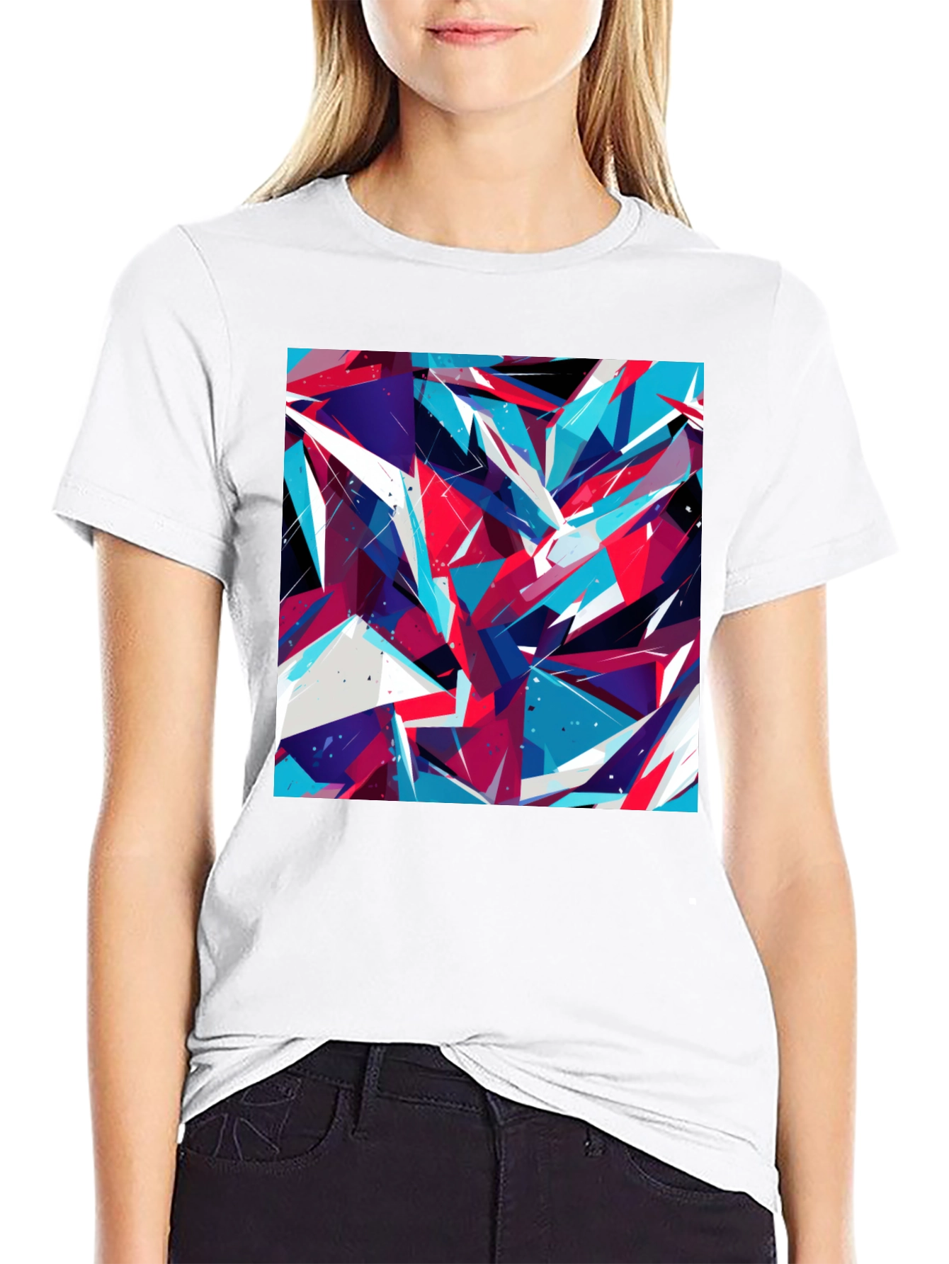 Abstract Geometric Print Black T-Shirt