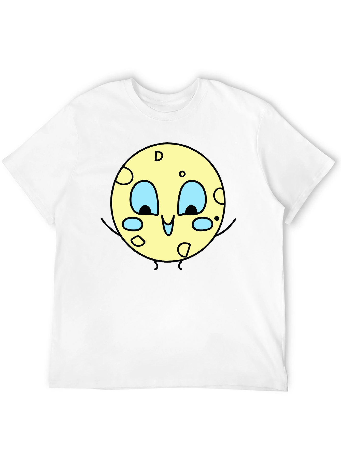 Cartoon Moon Graphic Black T-Shirt