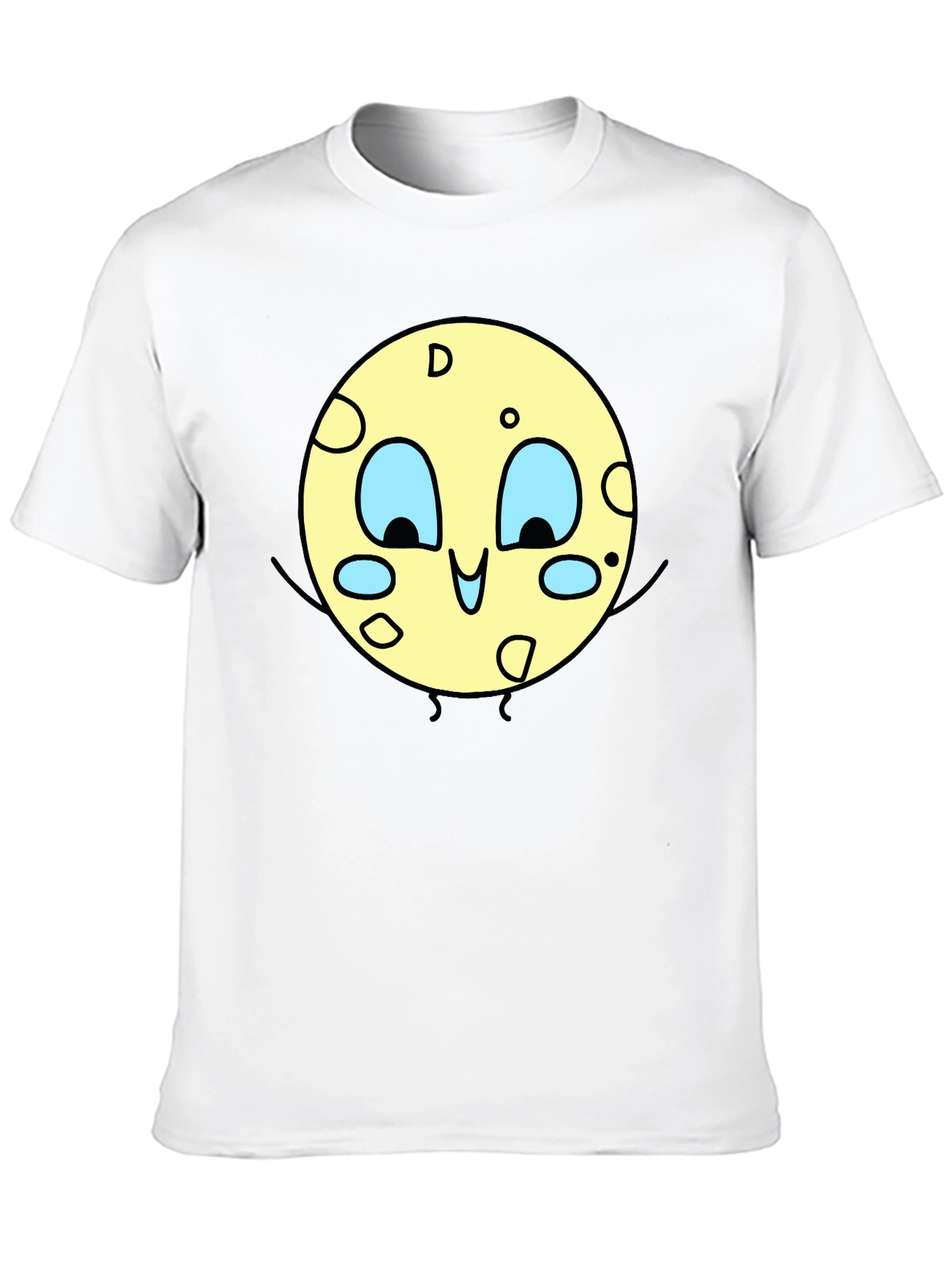 Cartoon Moon Graphic Black T-Shirt