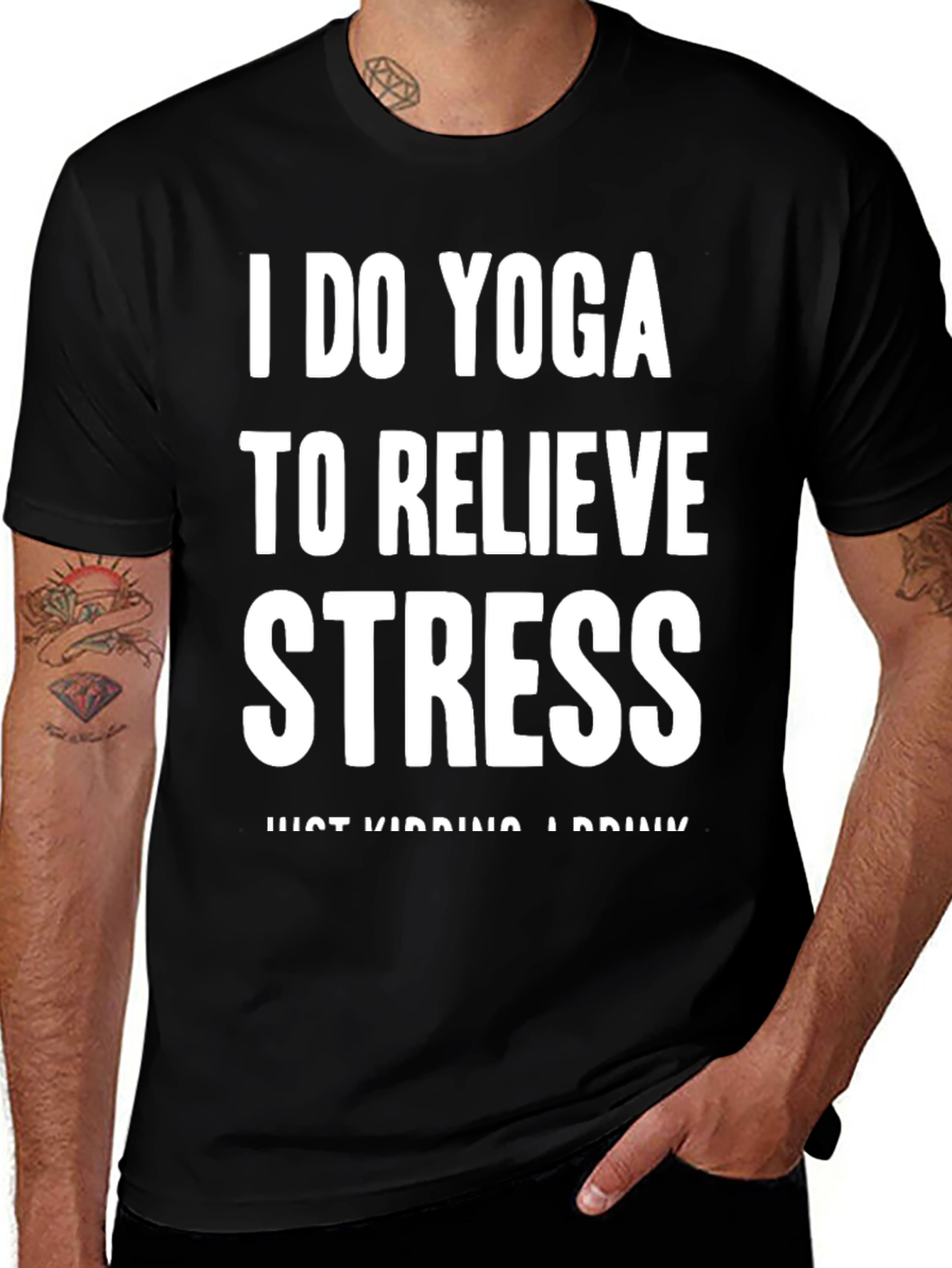 Yoga & Drinking T-Shirt: Relieve Stress Funny Tee