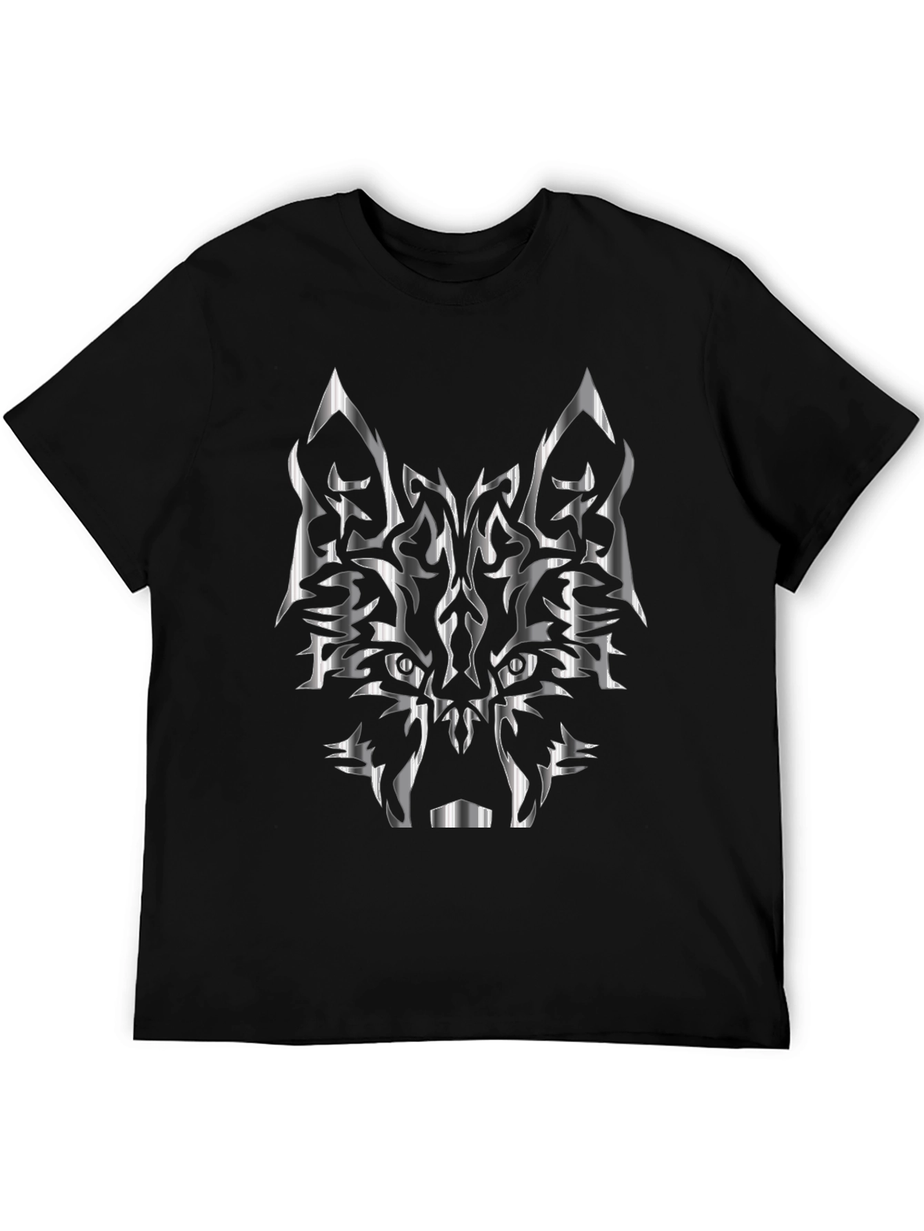 Tribal Wolf Graphic Black T-Shirt