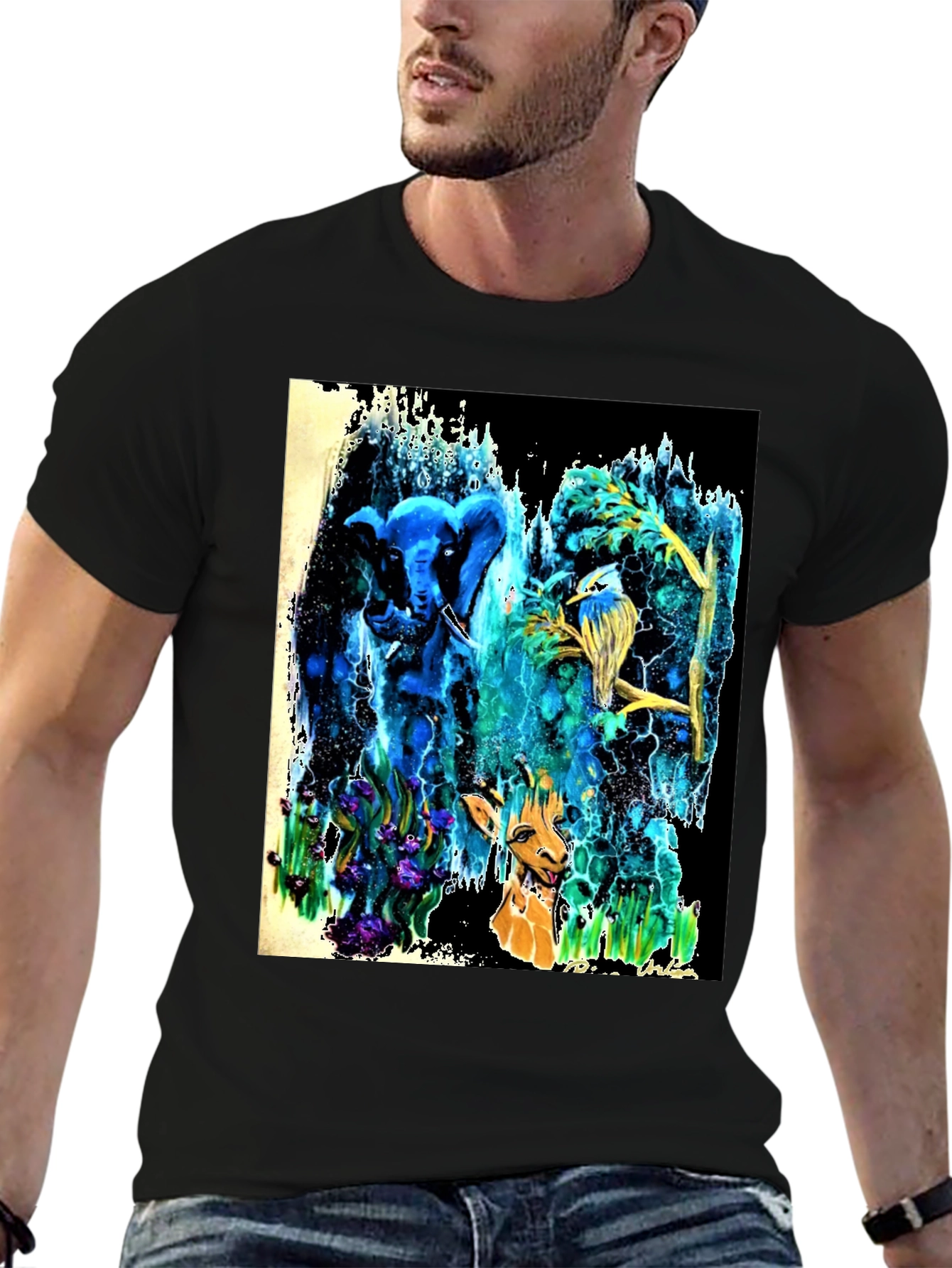 Surreal Animal T-Shirt: Elephant Bird Giraffe