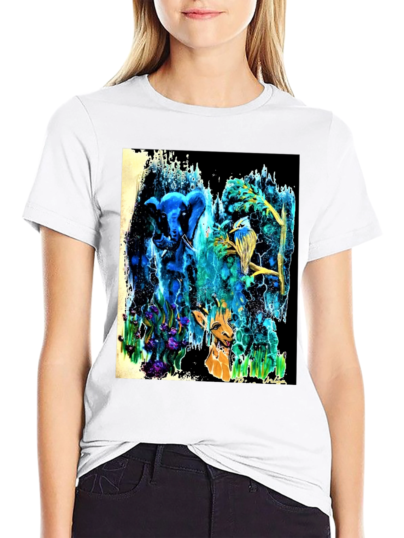 Surreal Animal T-Shirt: Elephant Bird Giraffe