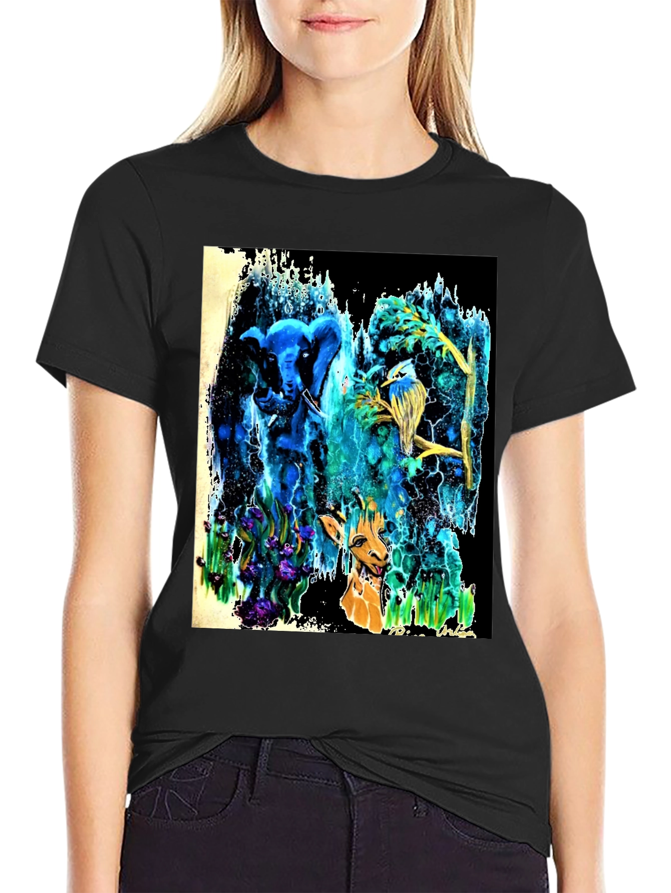 Surreal Animal T-Shirt: Elephant Bird Giraffe