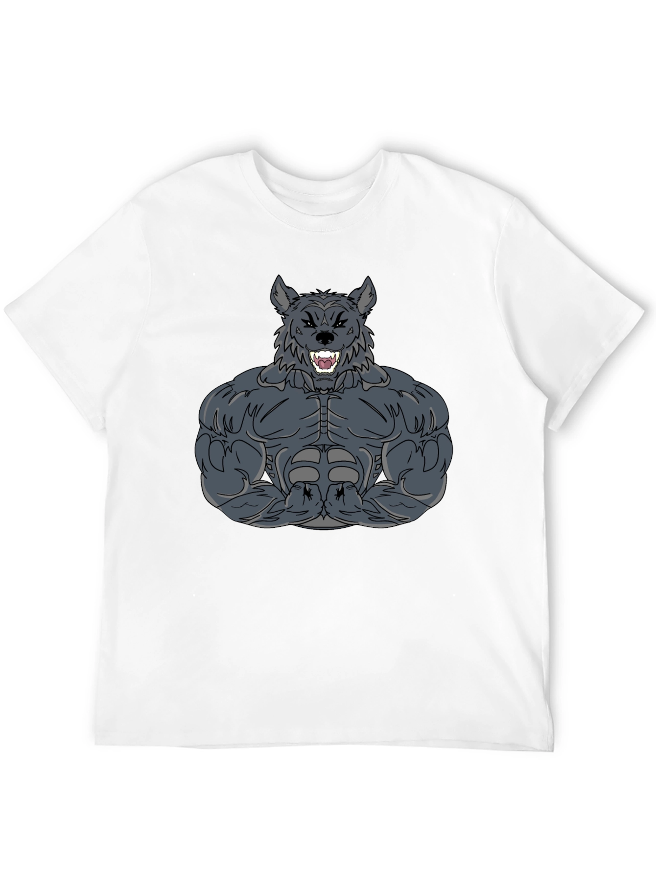 Muscle Wolf Graphic Tee - Black Cotton T-Shirt