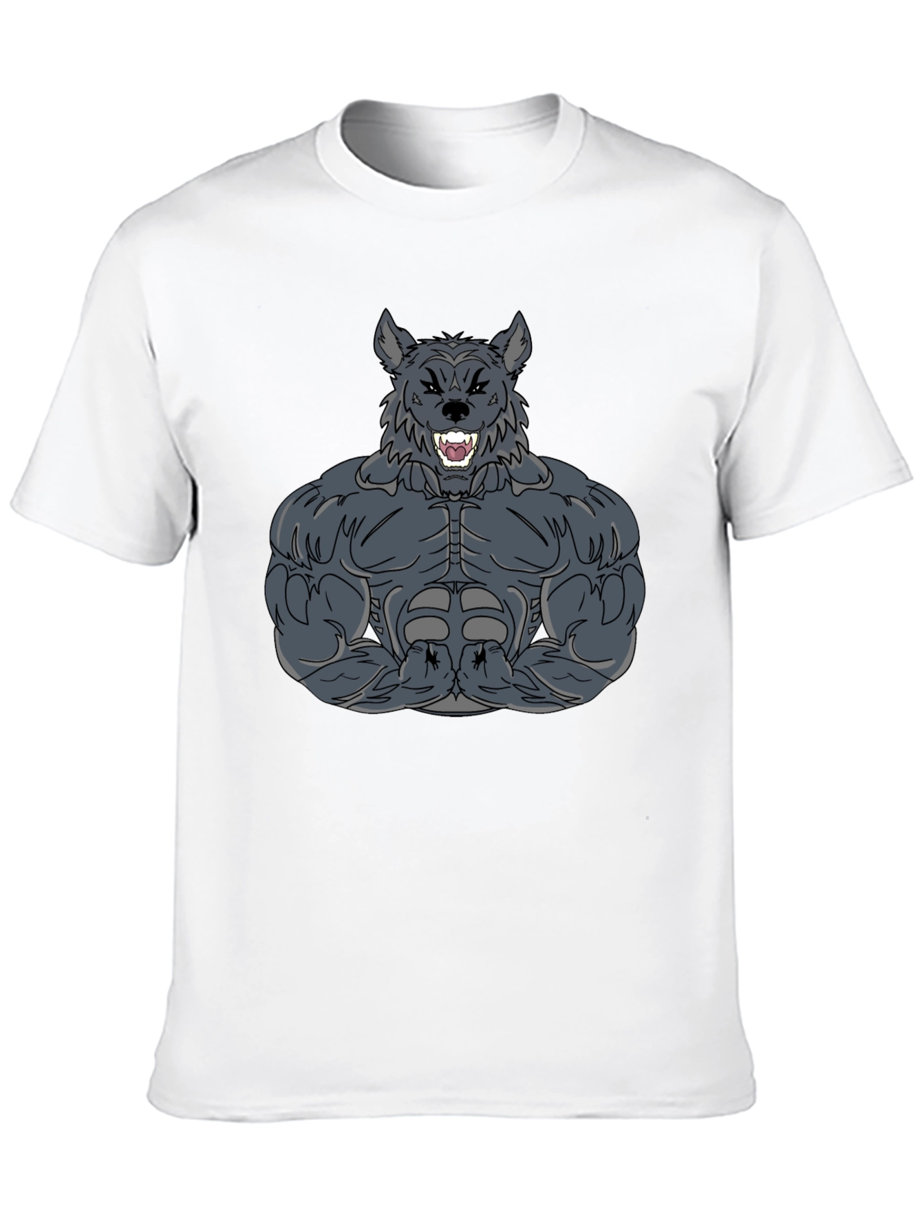 Muscle Wolf Graphic Tee - Black Cotton T-Shirt