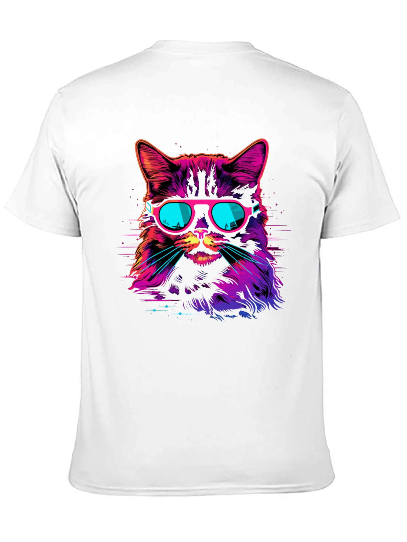 Retro Neon Cat Graphic T-Shirt