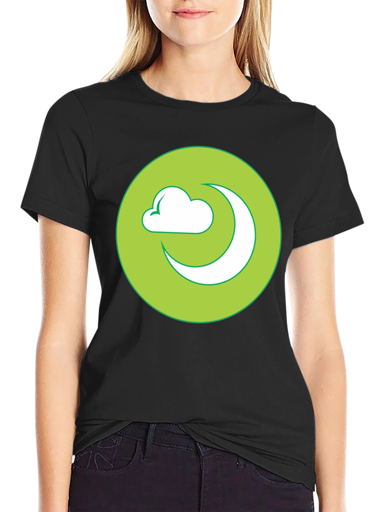 Moon Cloud Graphic Black T-Shirt