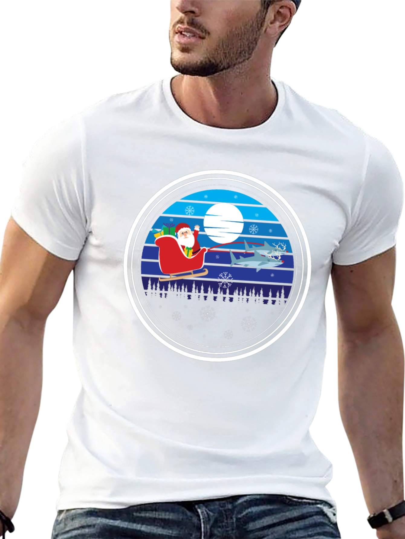 Shark Christmas Santa T-Shirt
