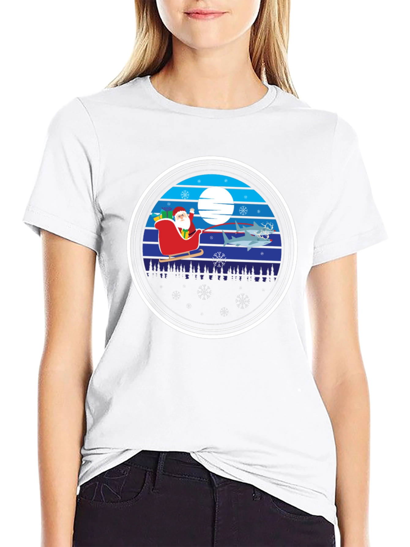 Shark Christmas Santa T-Shirt