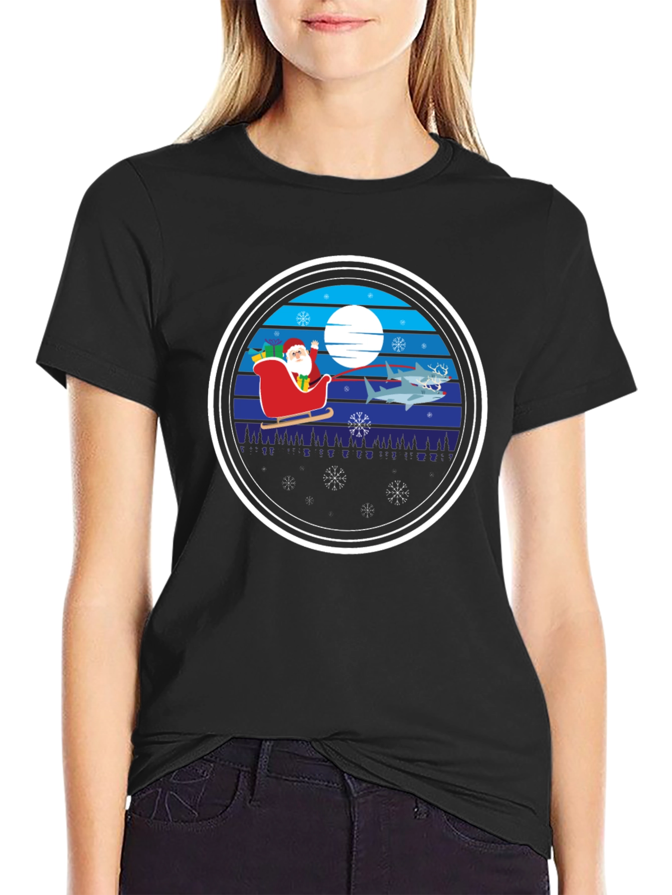Shark Christmas Santa T-Shirt
