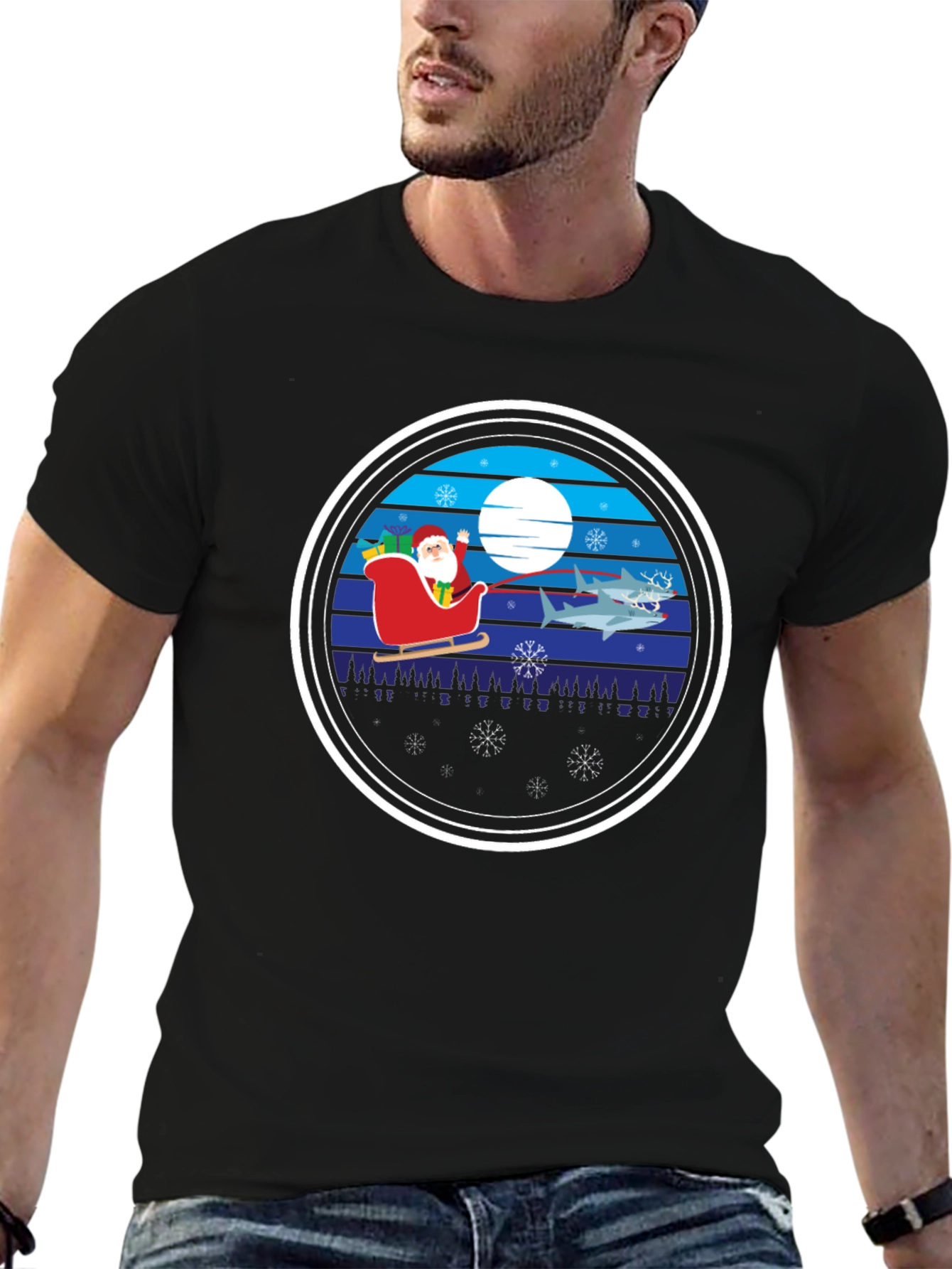 Shark Christmas Santa T-Shirt