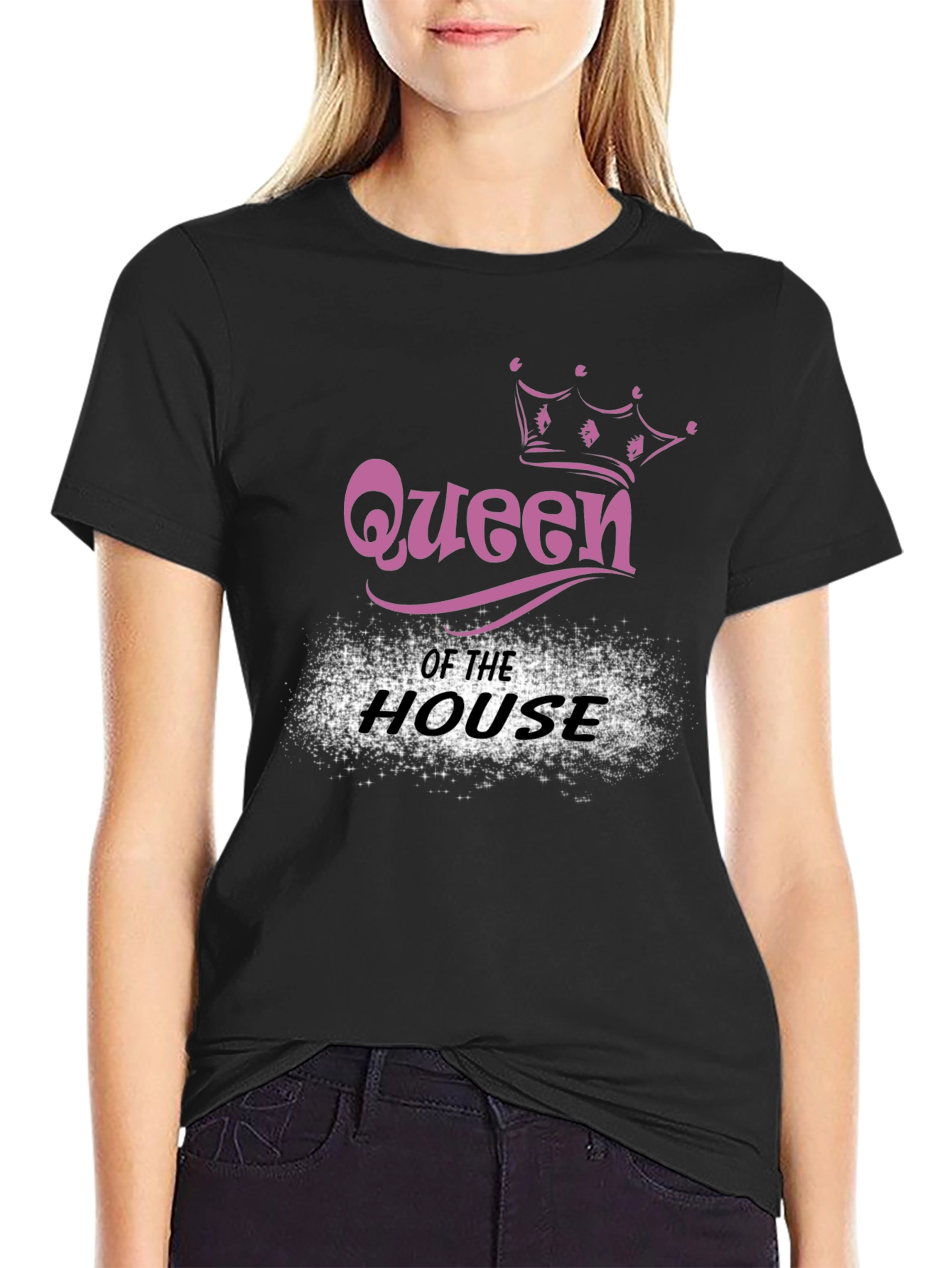 Queen of the House Black Graphic T-Shirt