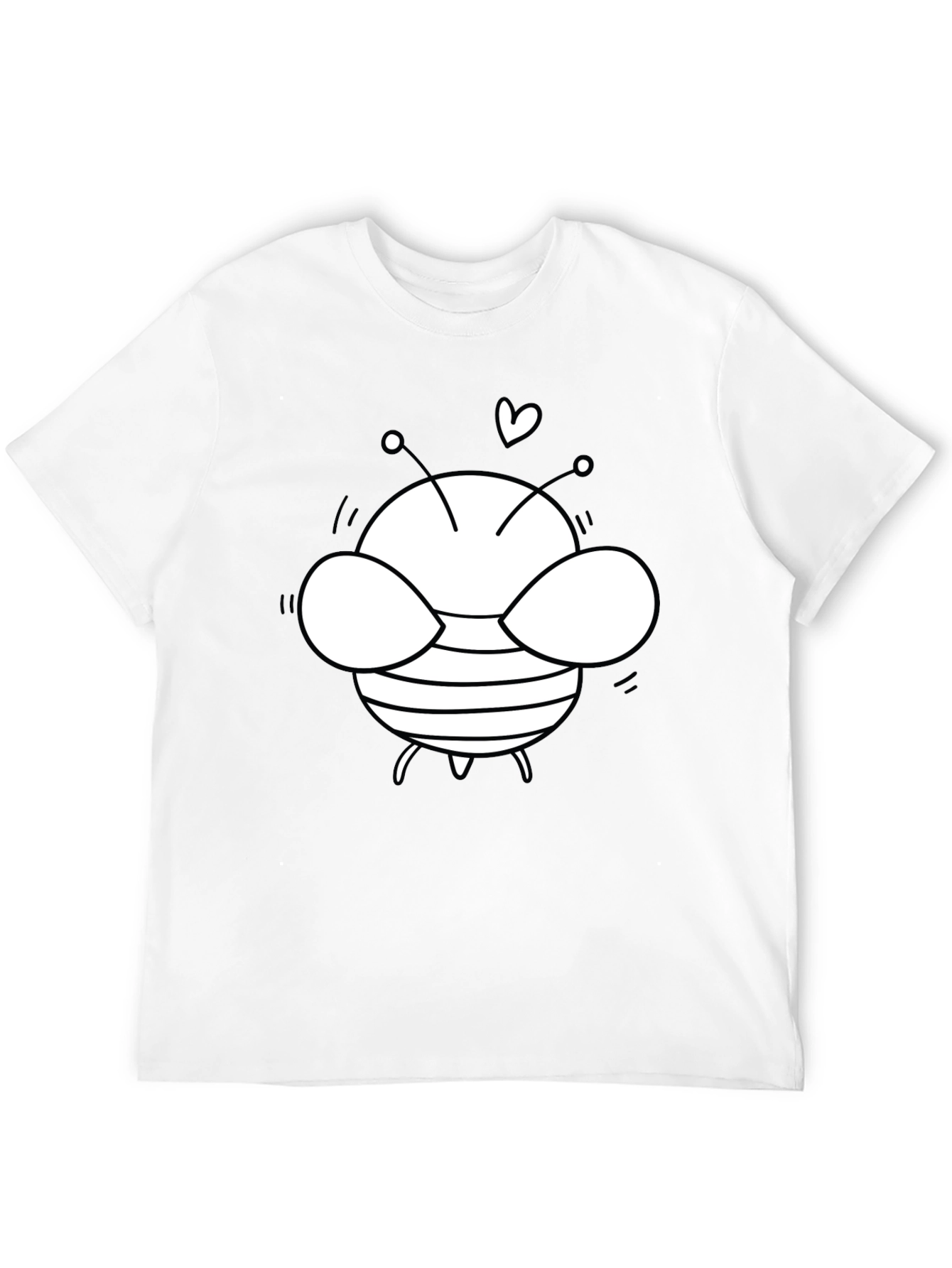 Cute Bee Graphic T-Shirt - Black Cotton Blend