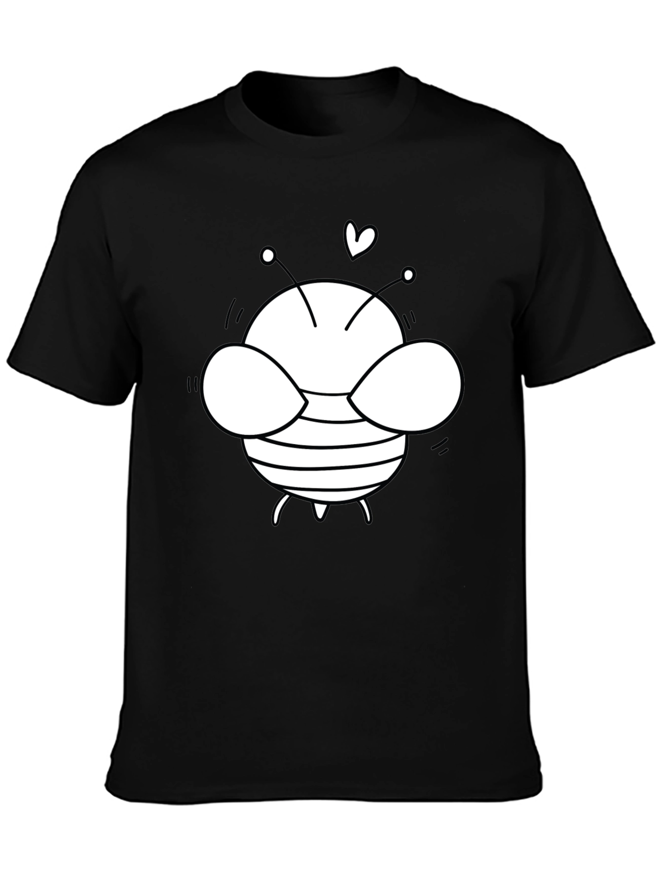 Cute Bee Graphic T-Shirt - Black Cotton Blend