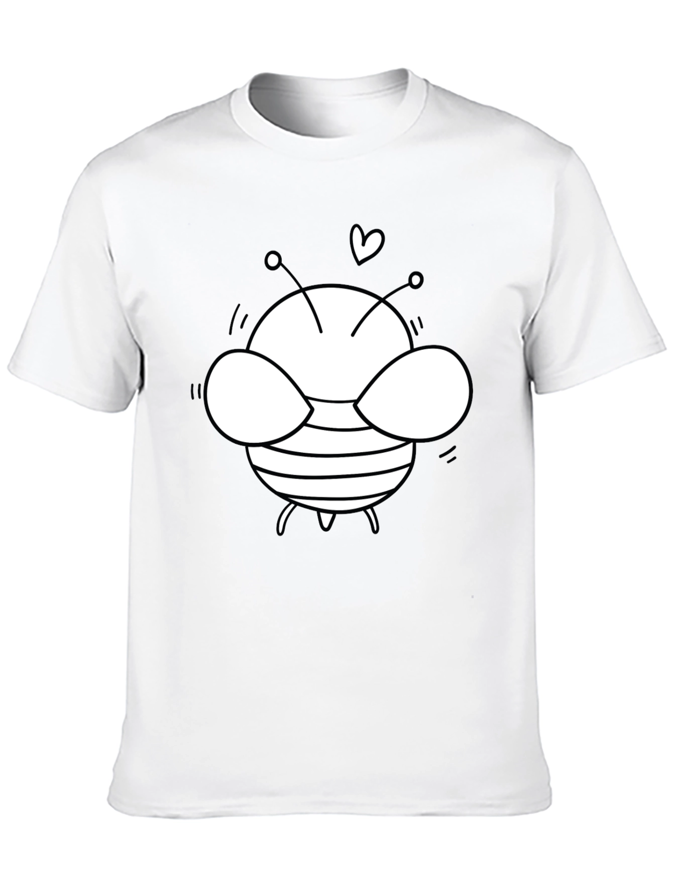 Cute Bee Graphic T-Shirt - Black Cotton Blend