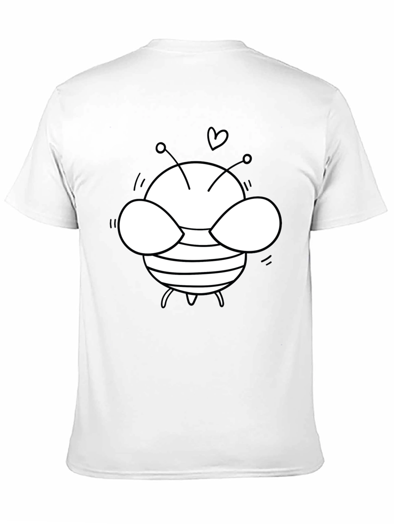 Cute Bee Graphic T-Shirt - Black Cotton Blend