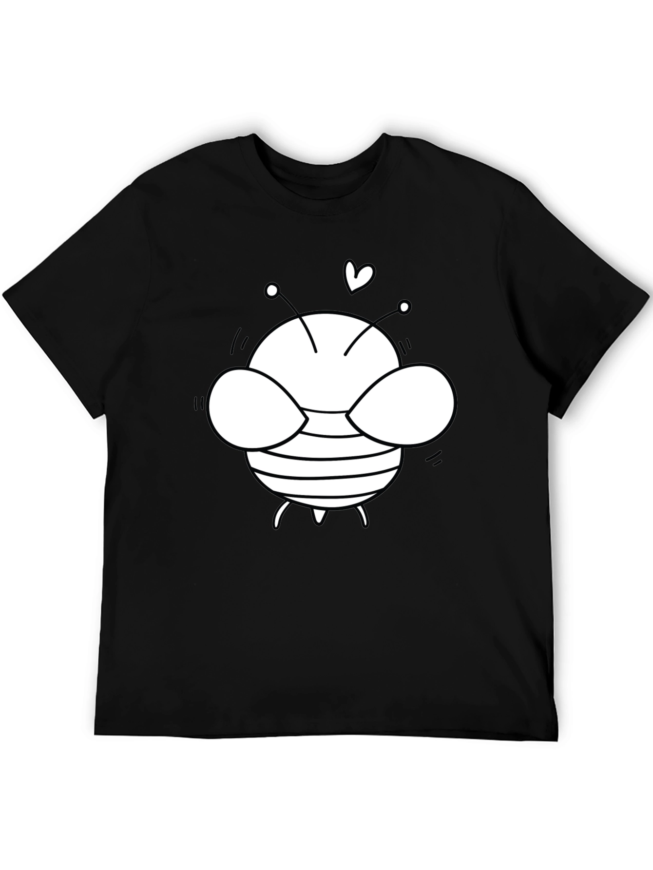 Cute Bee Graphic T-Shirt - Black Cotton Blend