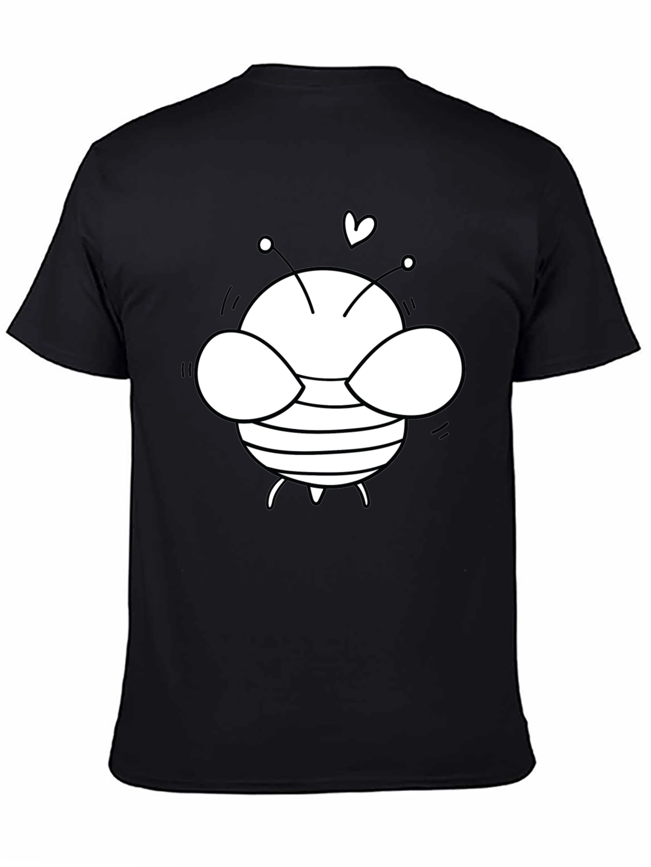 Cute Bee Graphic T-Shirt - Black Cotton Blend