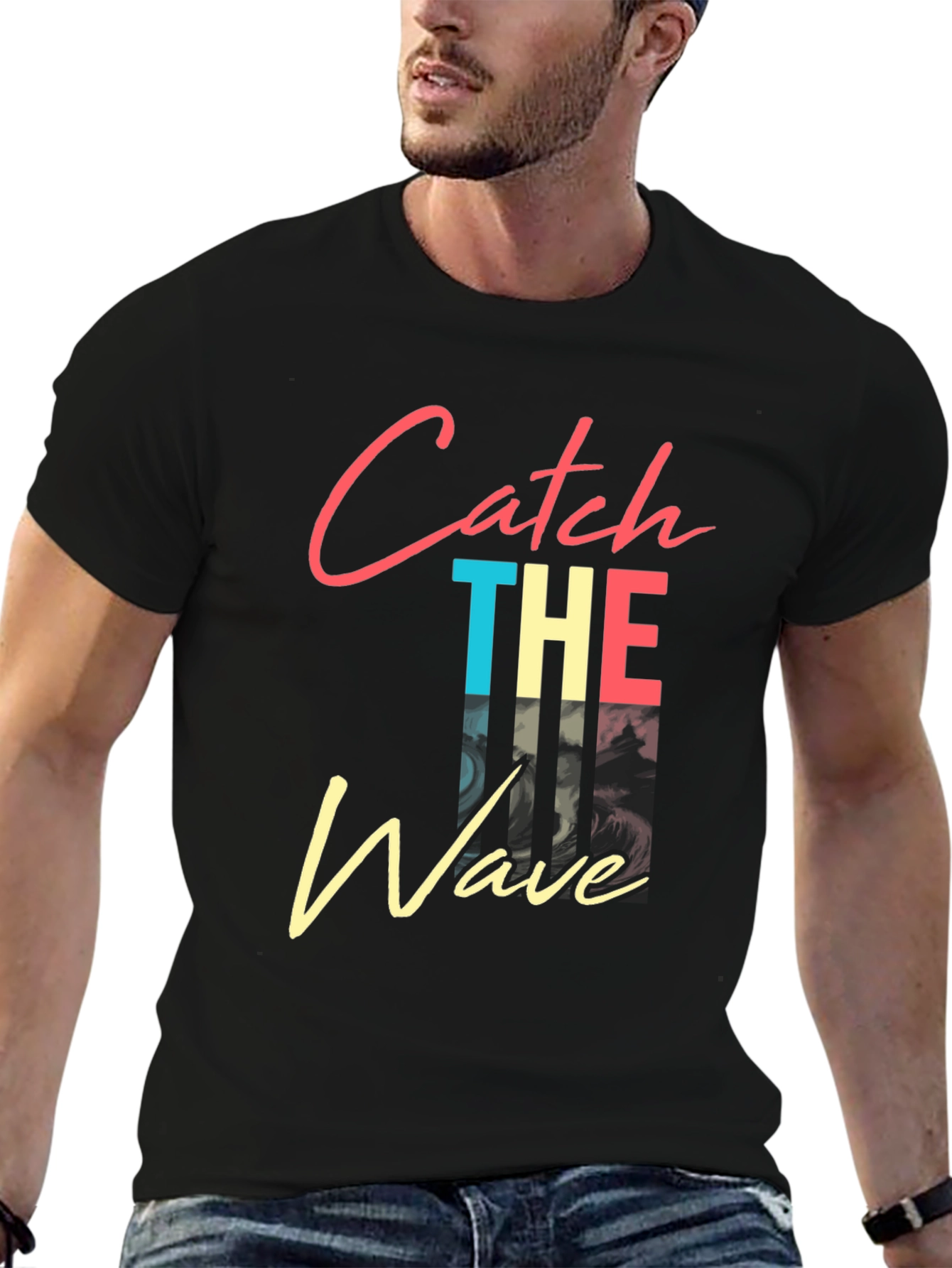 Catch The Wave Graphic Tee - Retro Style