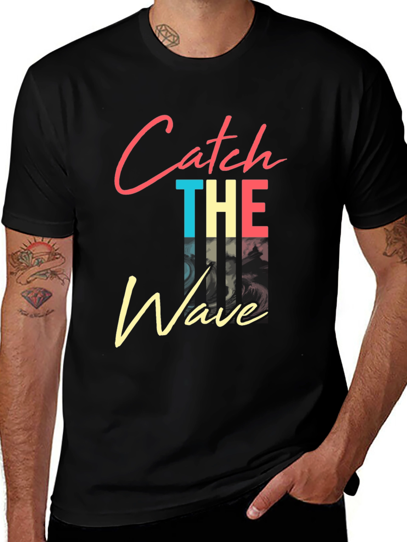 Catch The Wave Graphic Tee - Retro Style