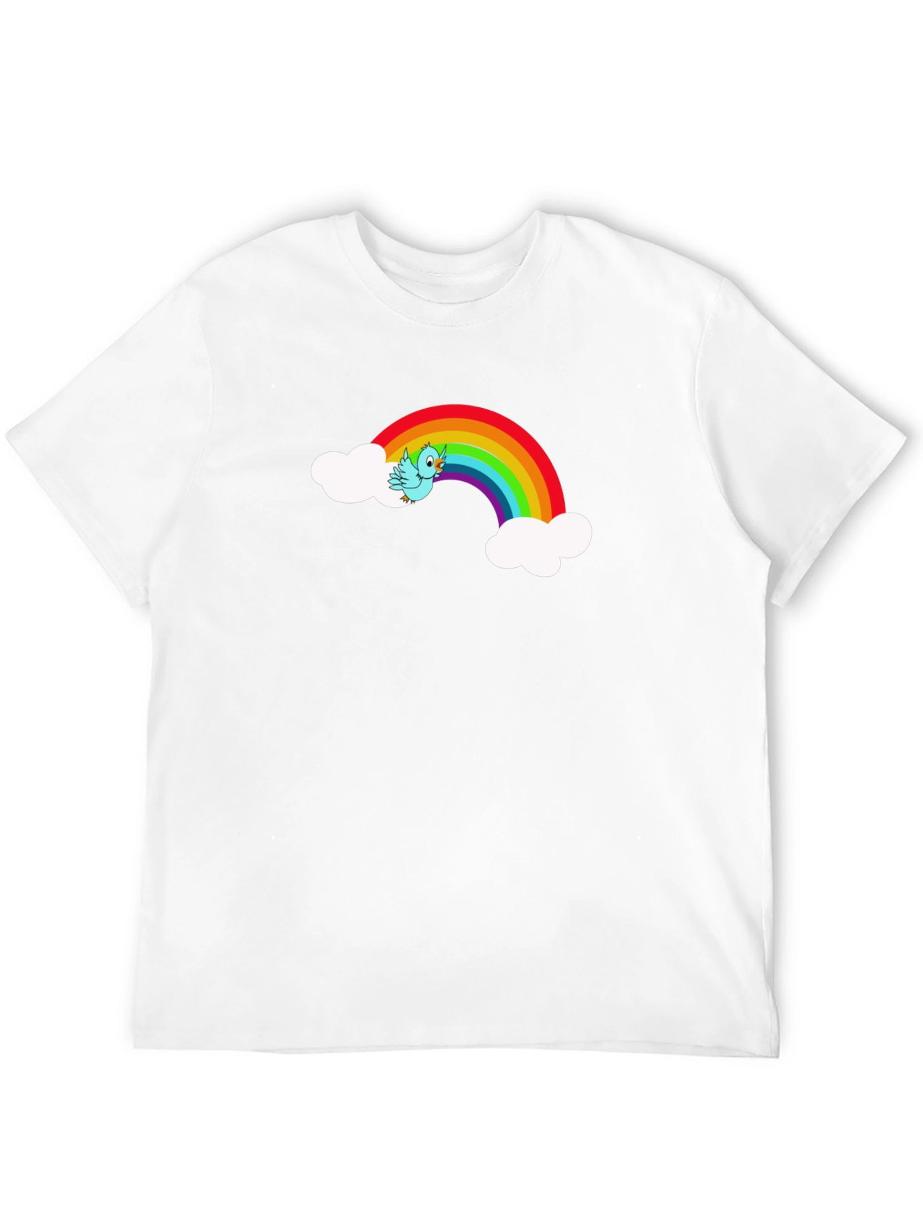 Rainbow Bird Graphic Black Tee Shirt