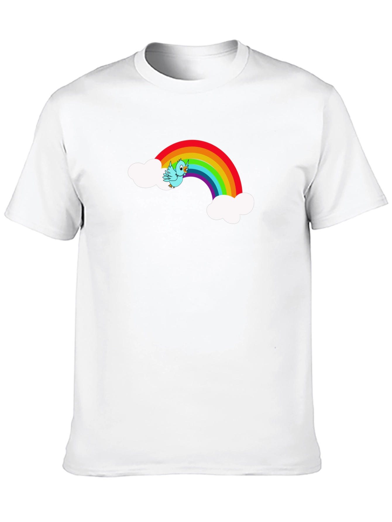 Rainbow Bird Graphic Black Tee Shirt