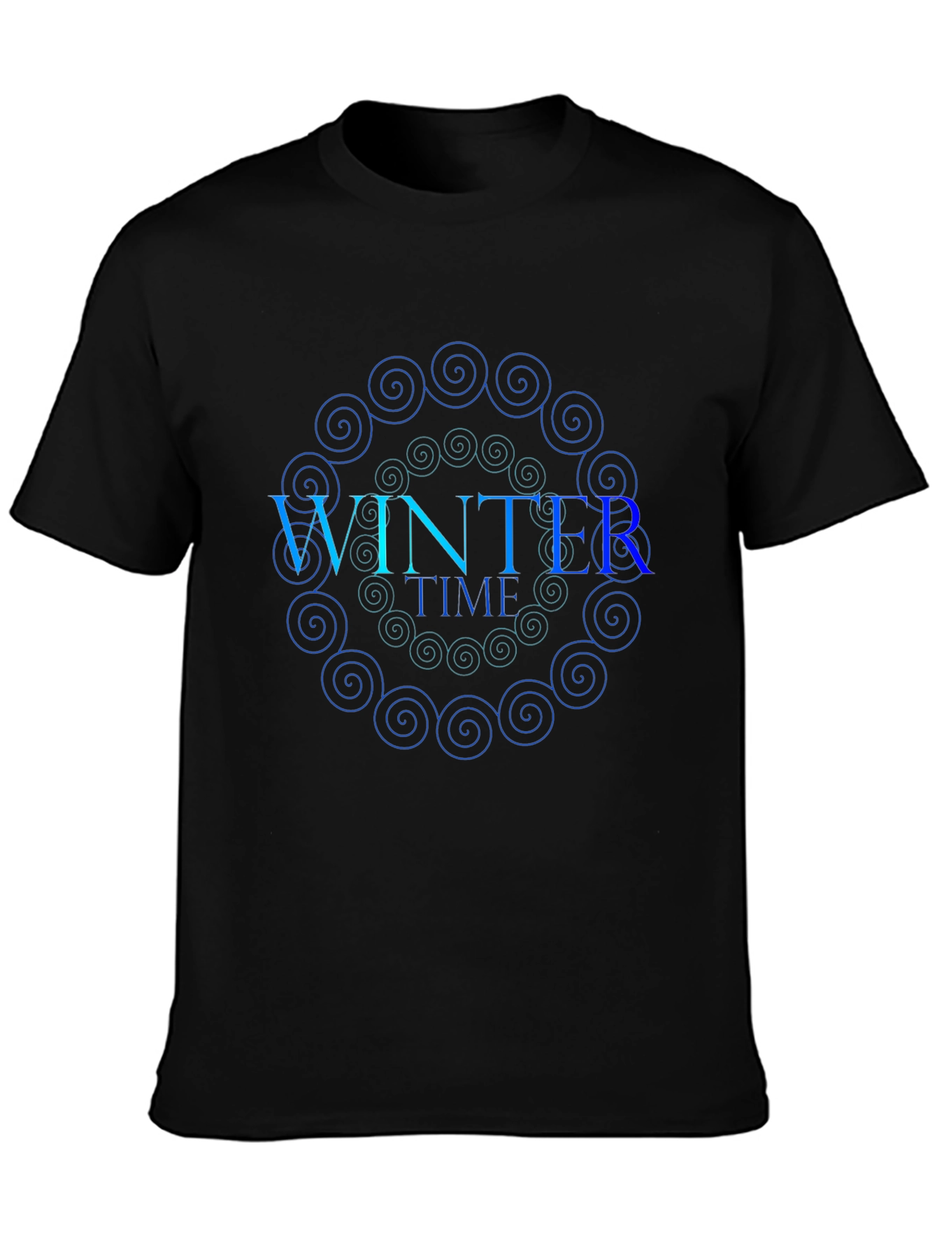 Winter Time Spiral Graphic Black T-Shirt