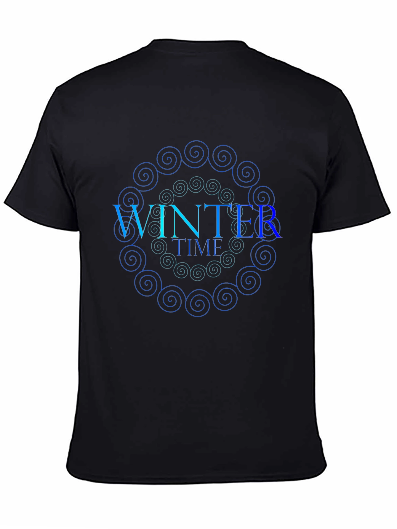 Winter Time Spiral Graphic Black T-Shirt