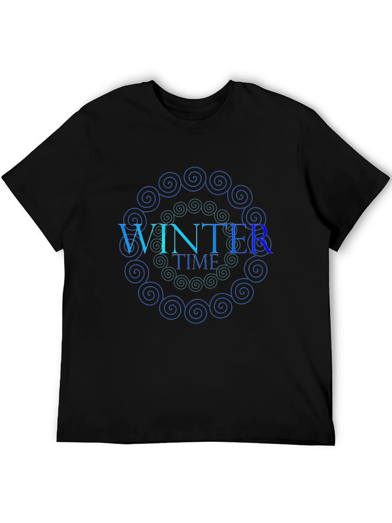 Winter Time Spiral Graphic Black T-Shirt
