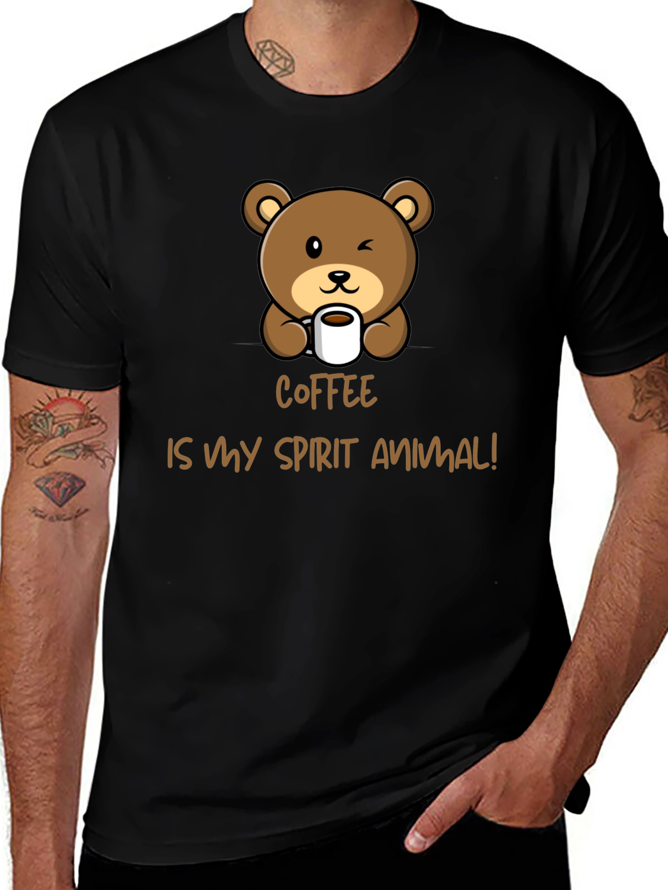 Coffee is My Spirit Animal Bear Graphic Tee