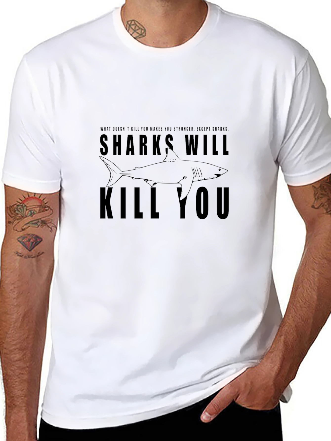 Sharks Will Kill You Graphic Tee - Black