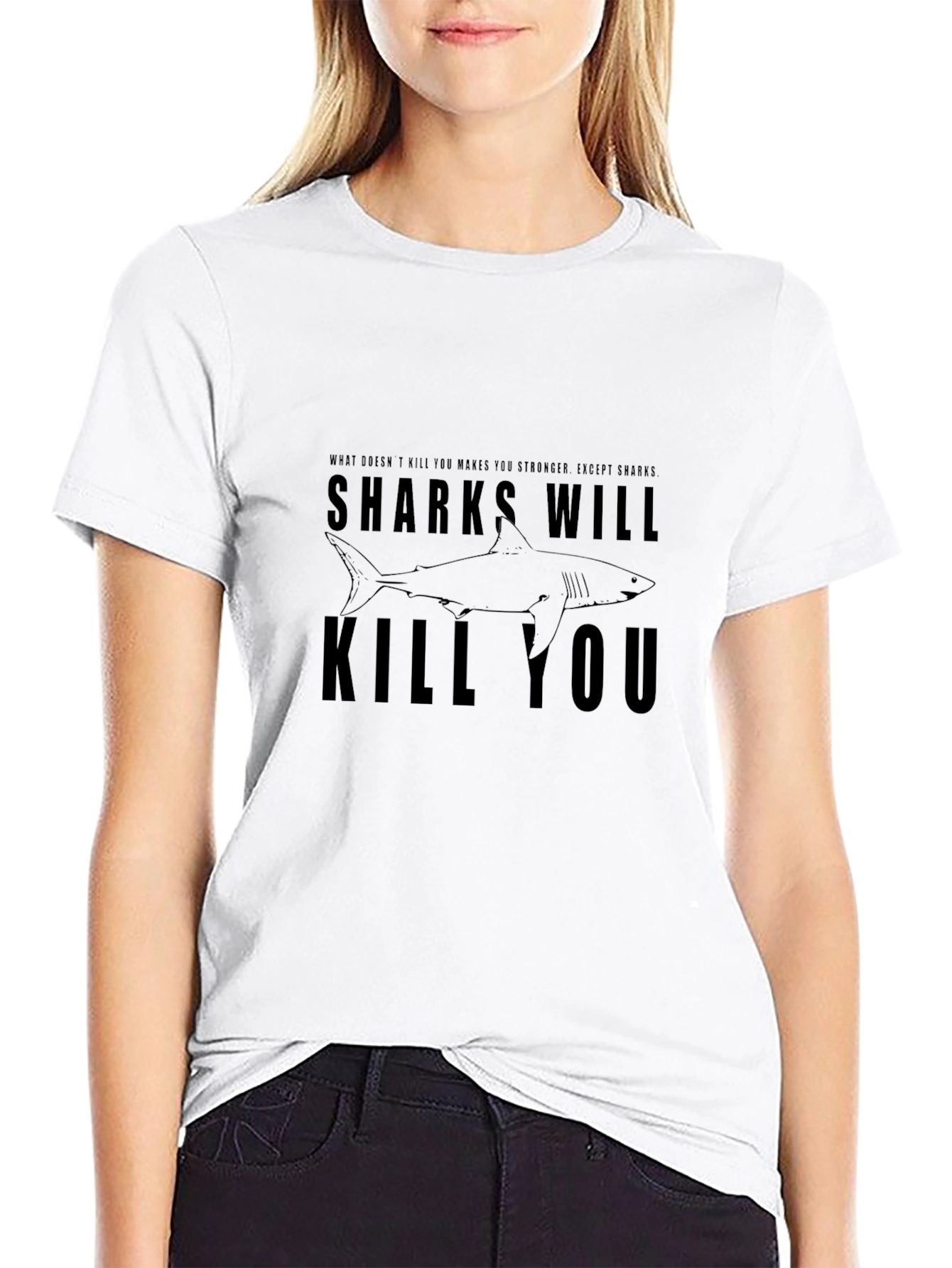 Sharks Will Kill You Graphic Tee - Black
