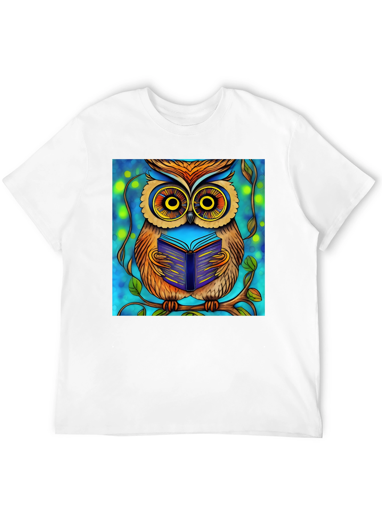 Whimsical Owl Reading Book Graphic Tee