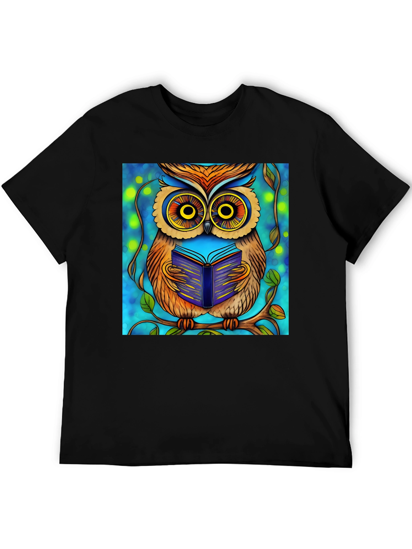 Whimsical Owl Reading Book Graphic Tee