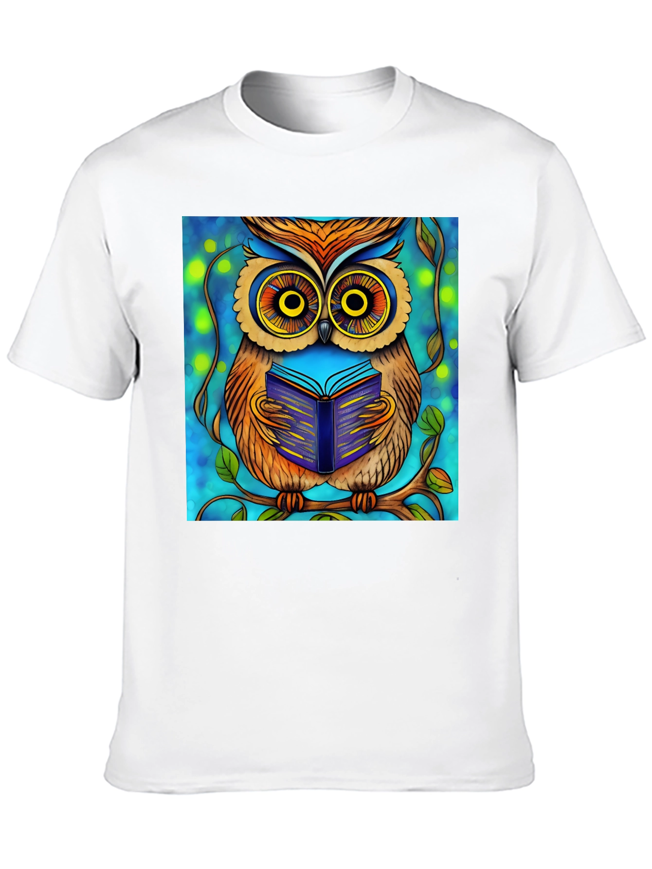 Whimsical Owl Reading Book Graphic Tee