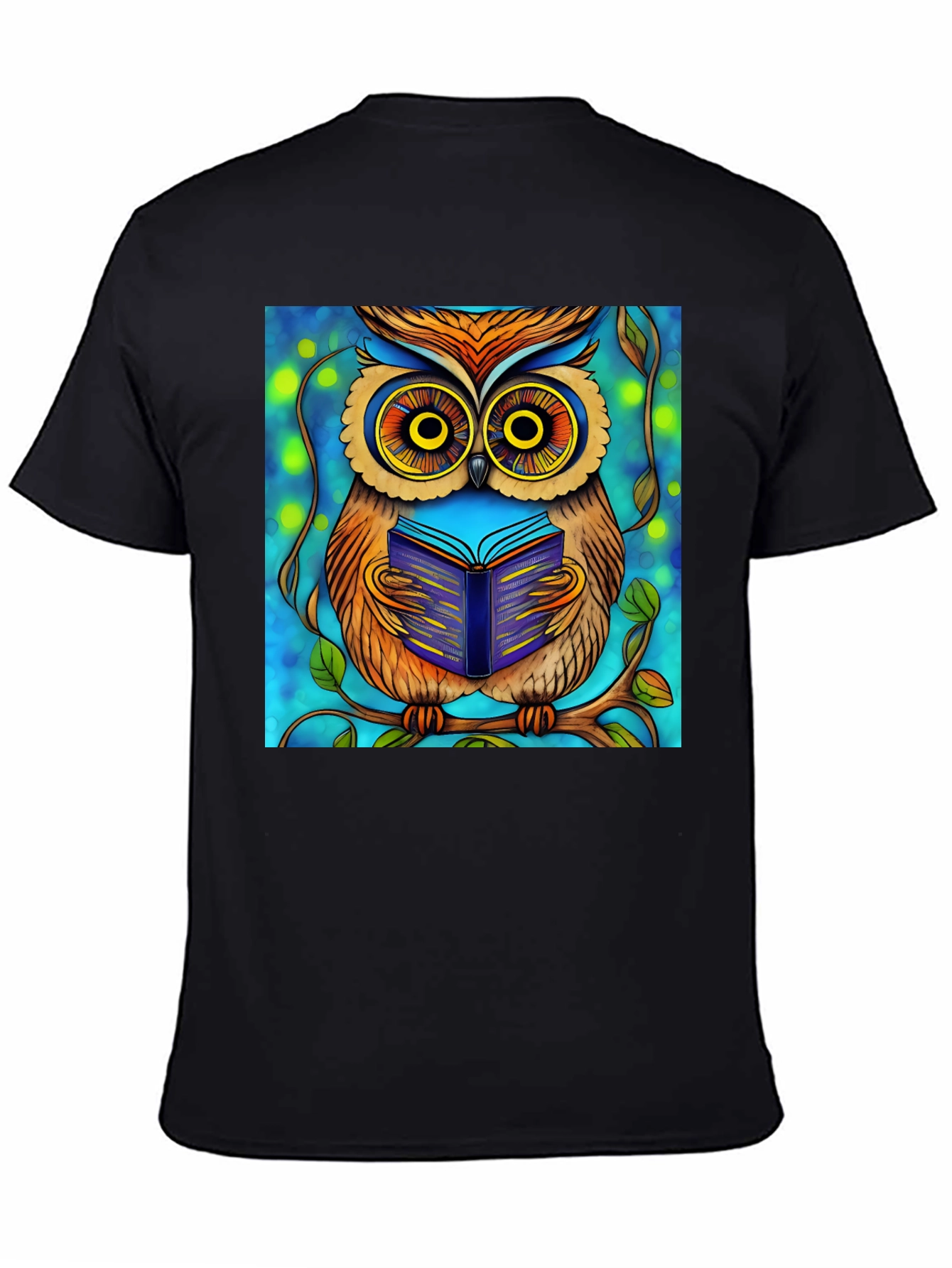 Whimsical Owl Reading Book Graphic Tee