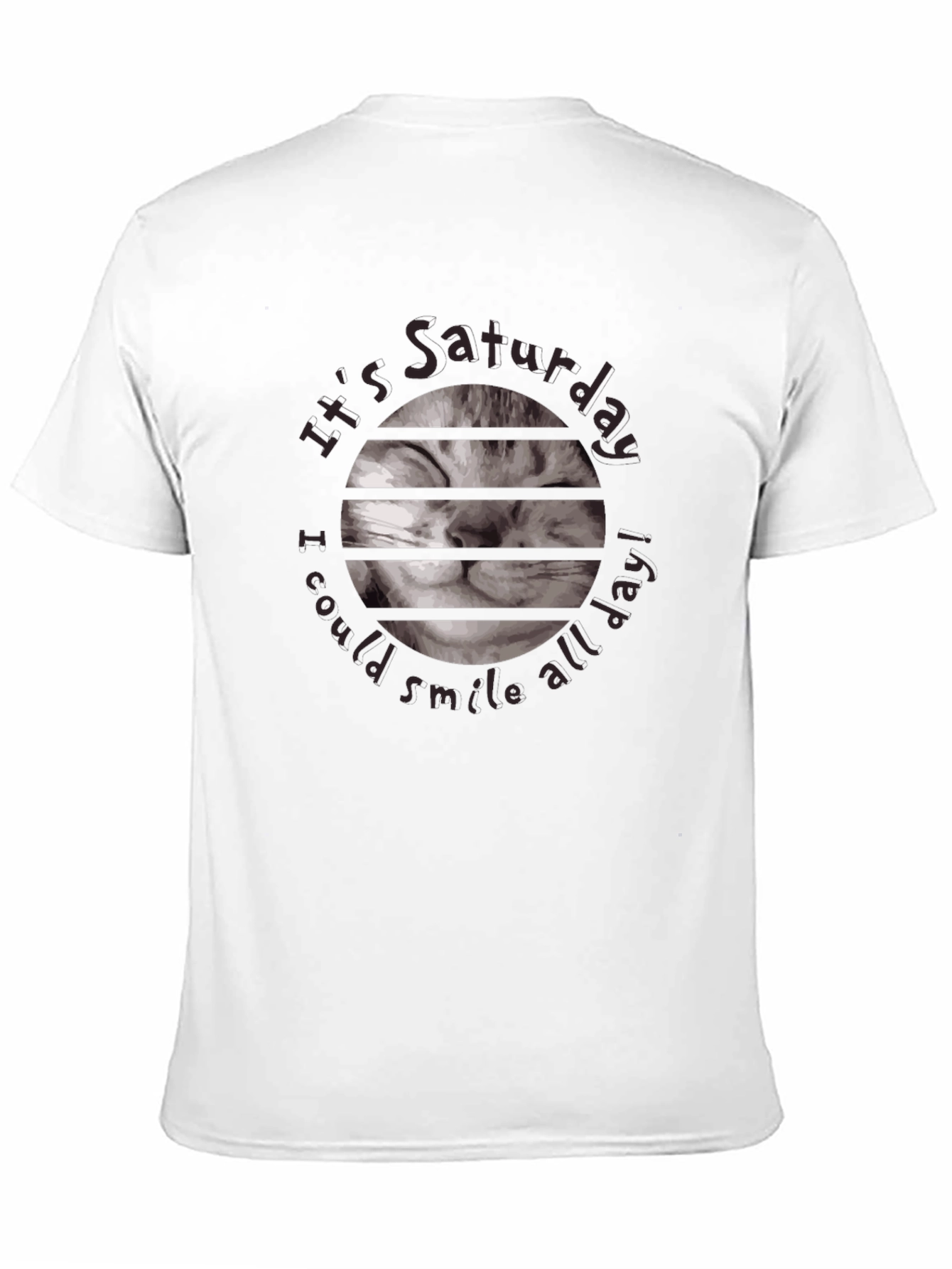 Saturday Cat Smile T-Shirt - Black