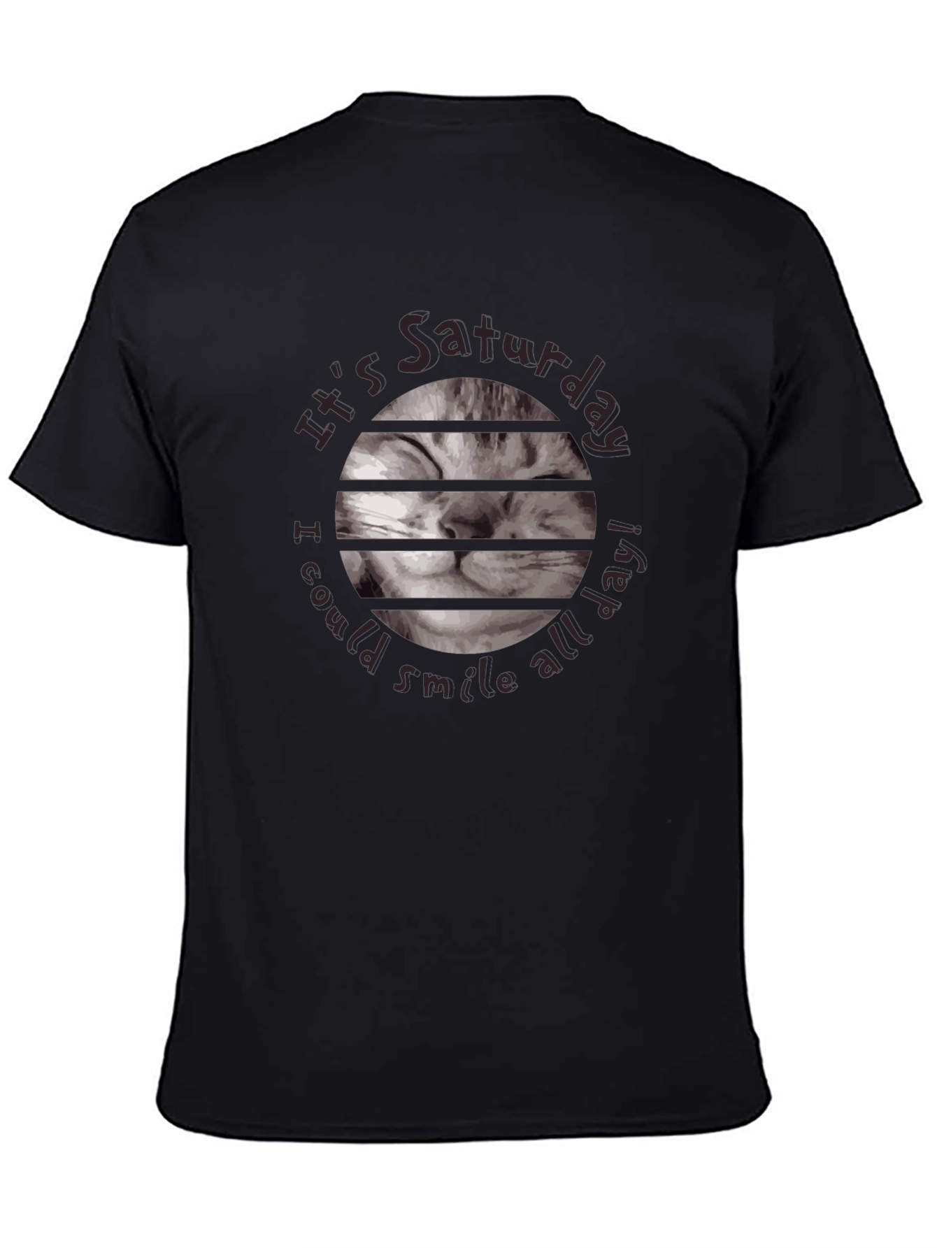 Saturday Cat Smile T-Shirt - Black
