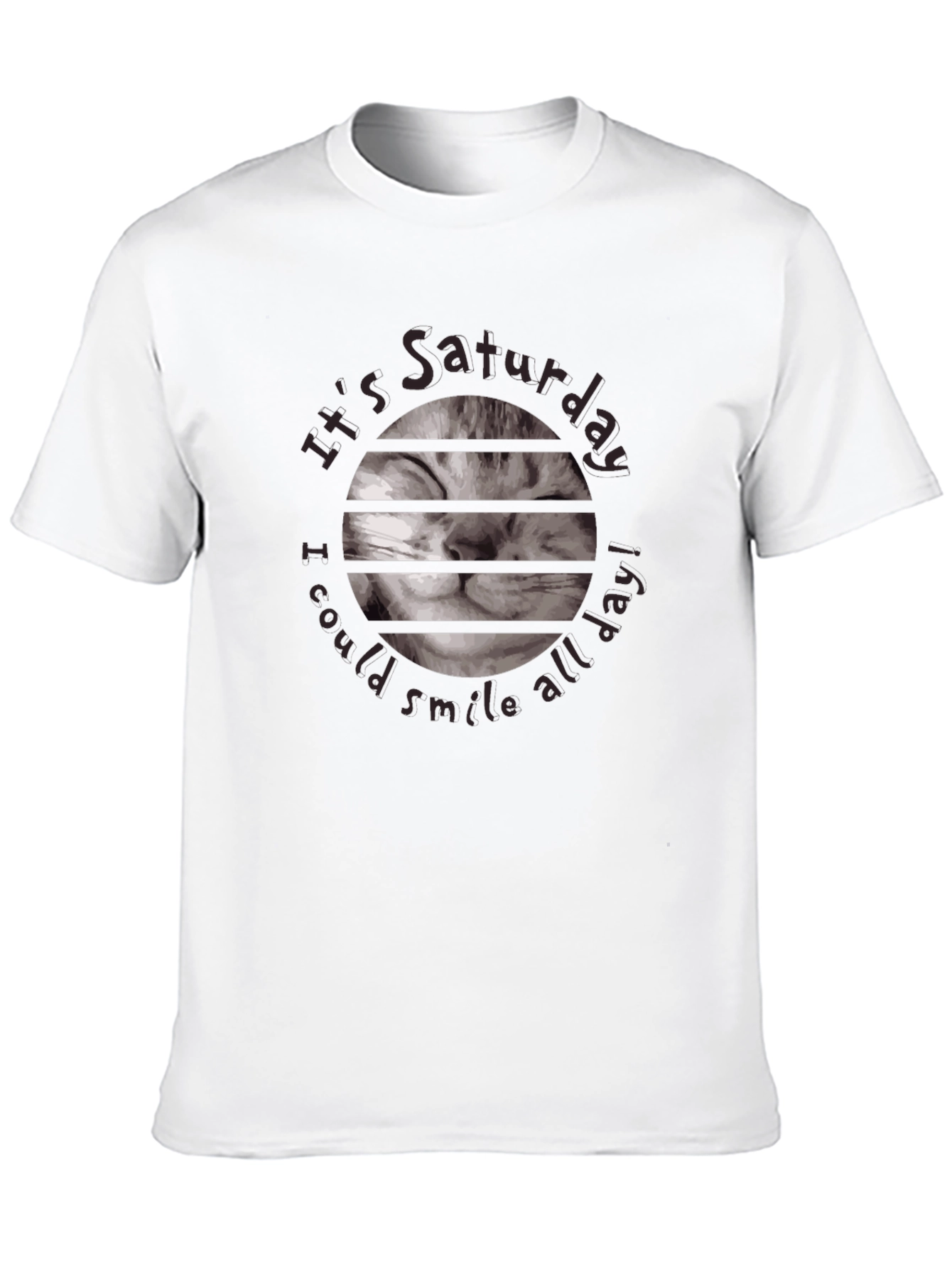 Saturday Cat Smile T-Shirt - Black