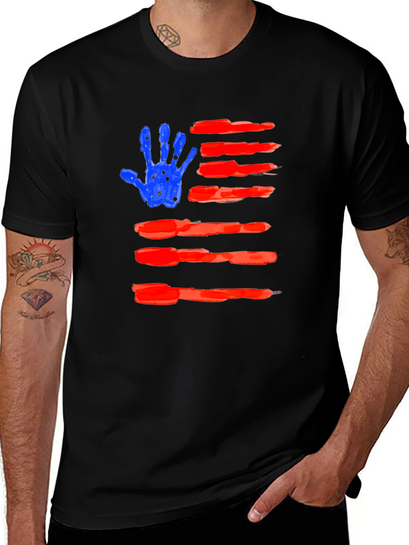 American Flag Handprint T-Shirt
