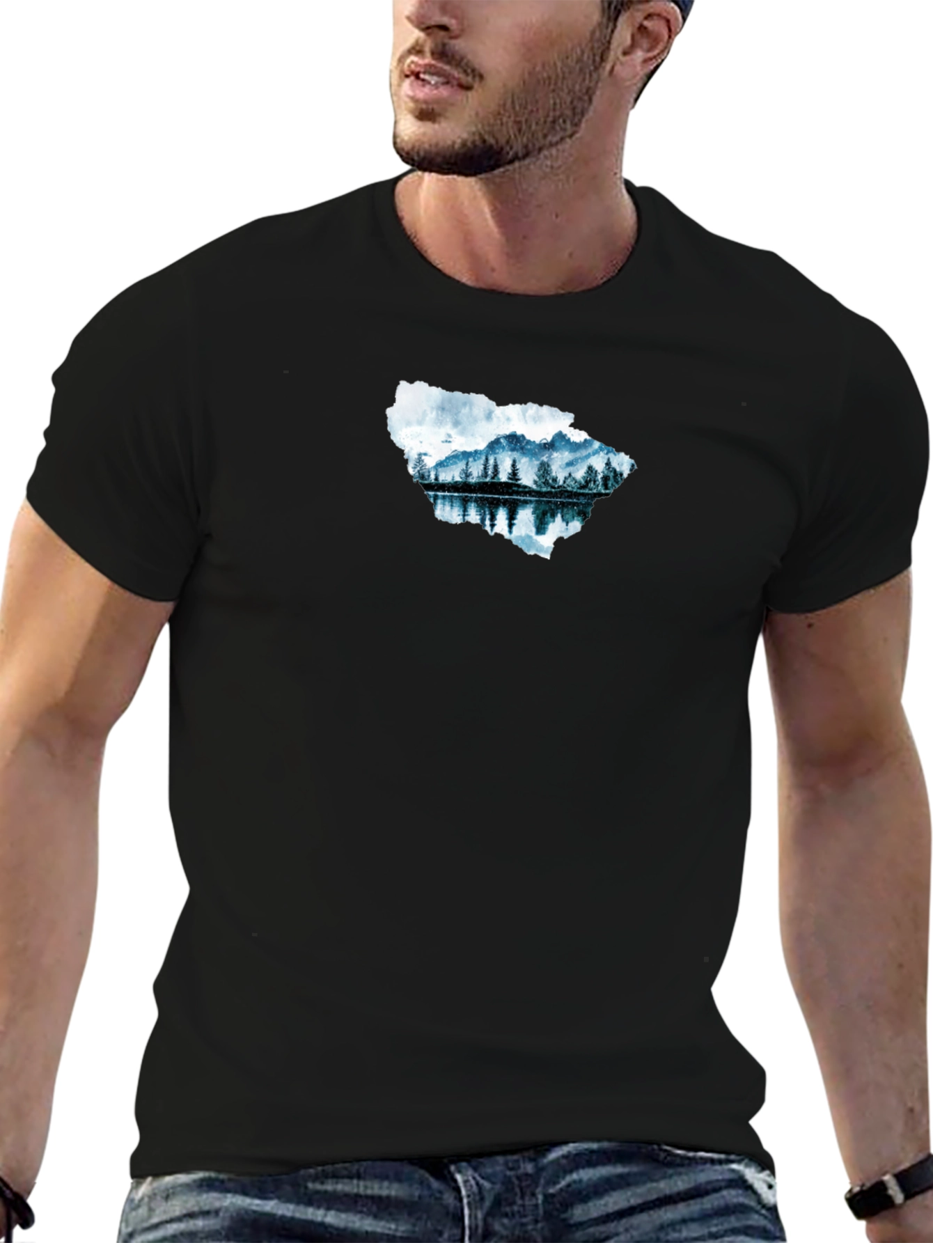 Mountain Lake Graphic Tee - Black