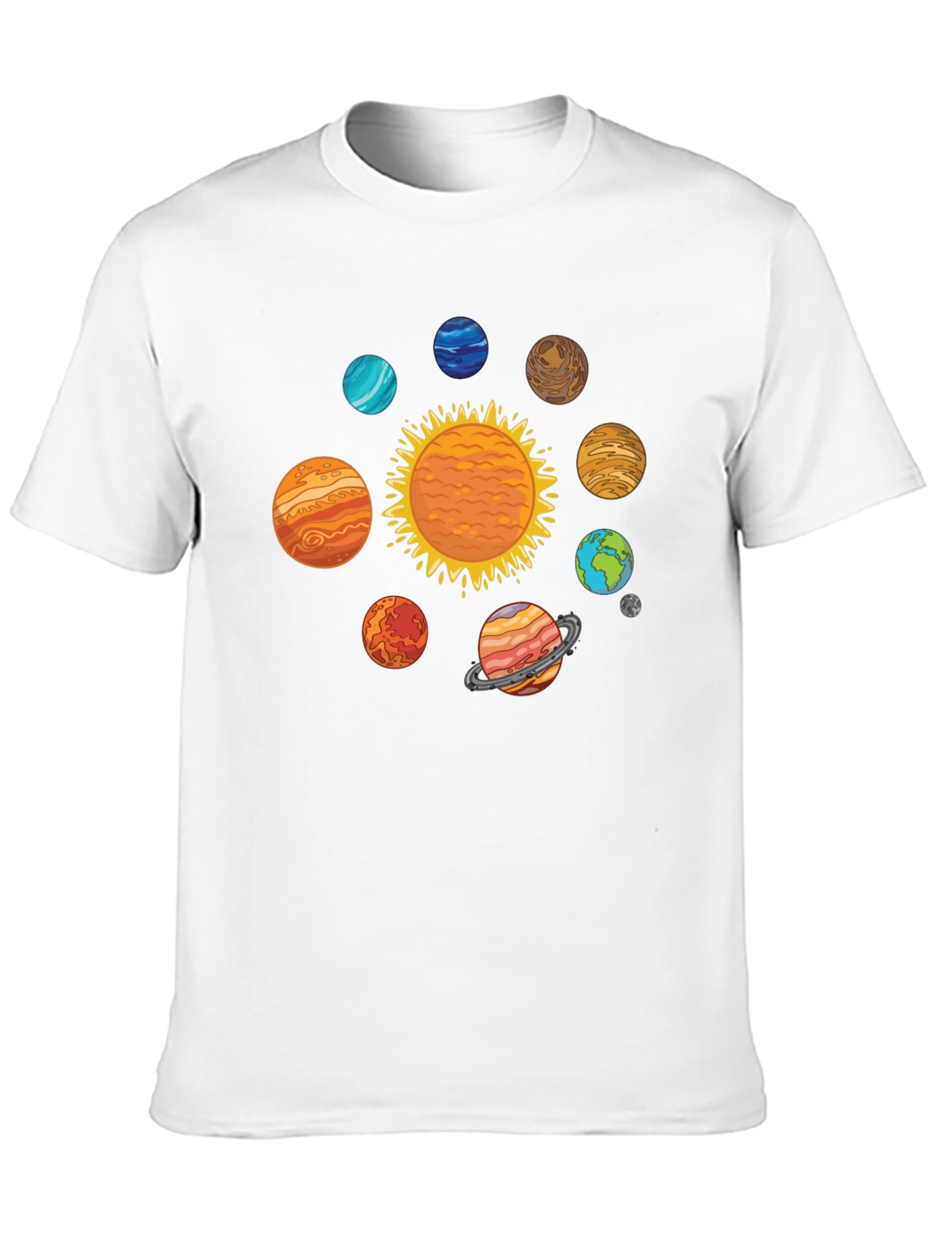 Solar System Planets Graphic Print Black T-Shirt