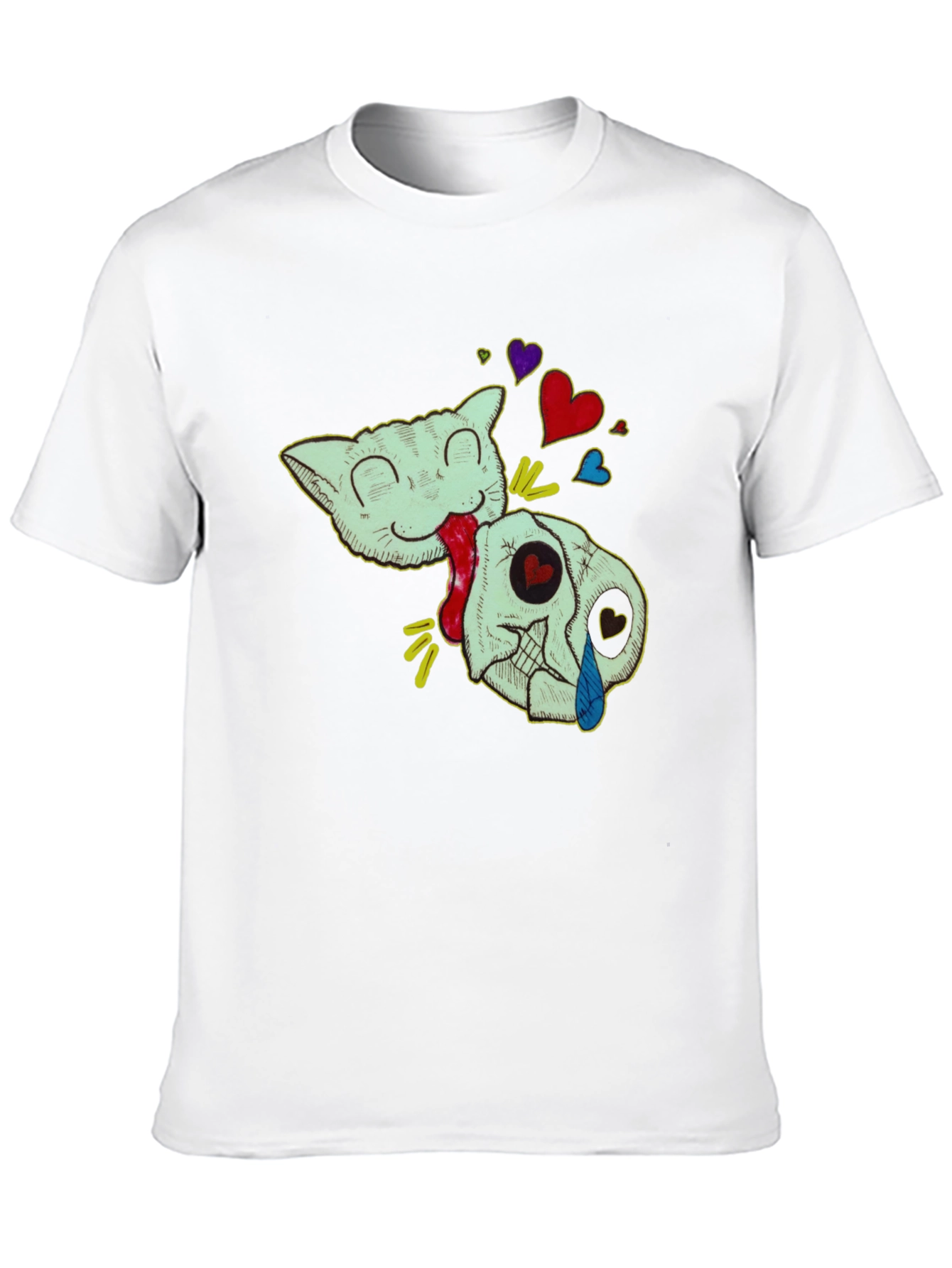 Cat & Skull Graphic T-Shirt