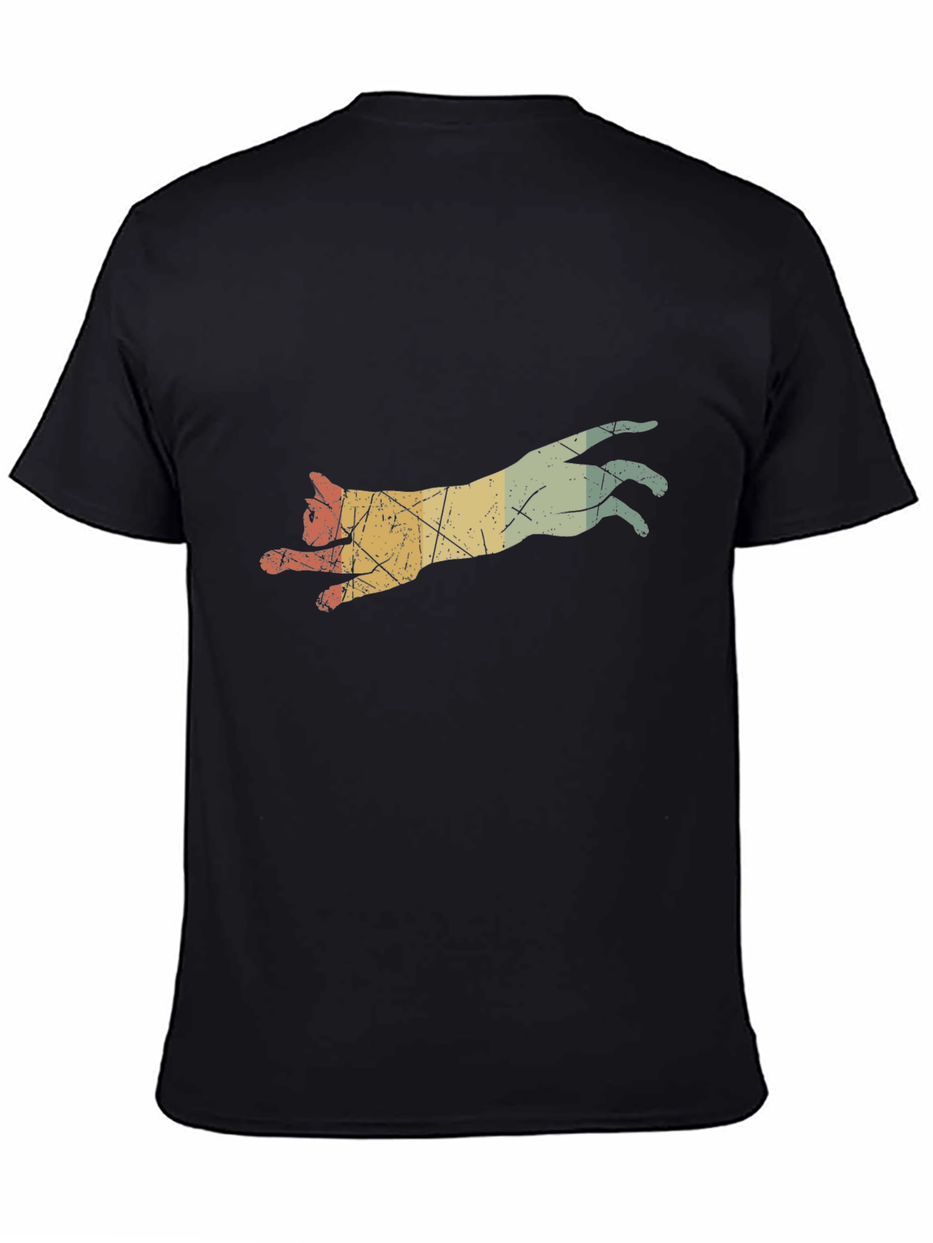 Retro Leaping Cat Graphic Tee - Black