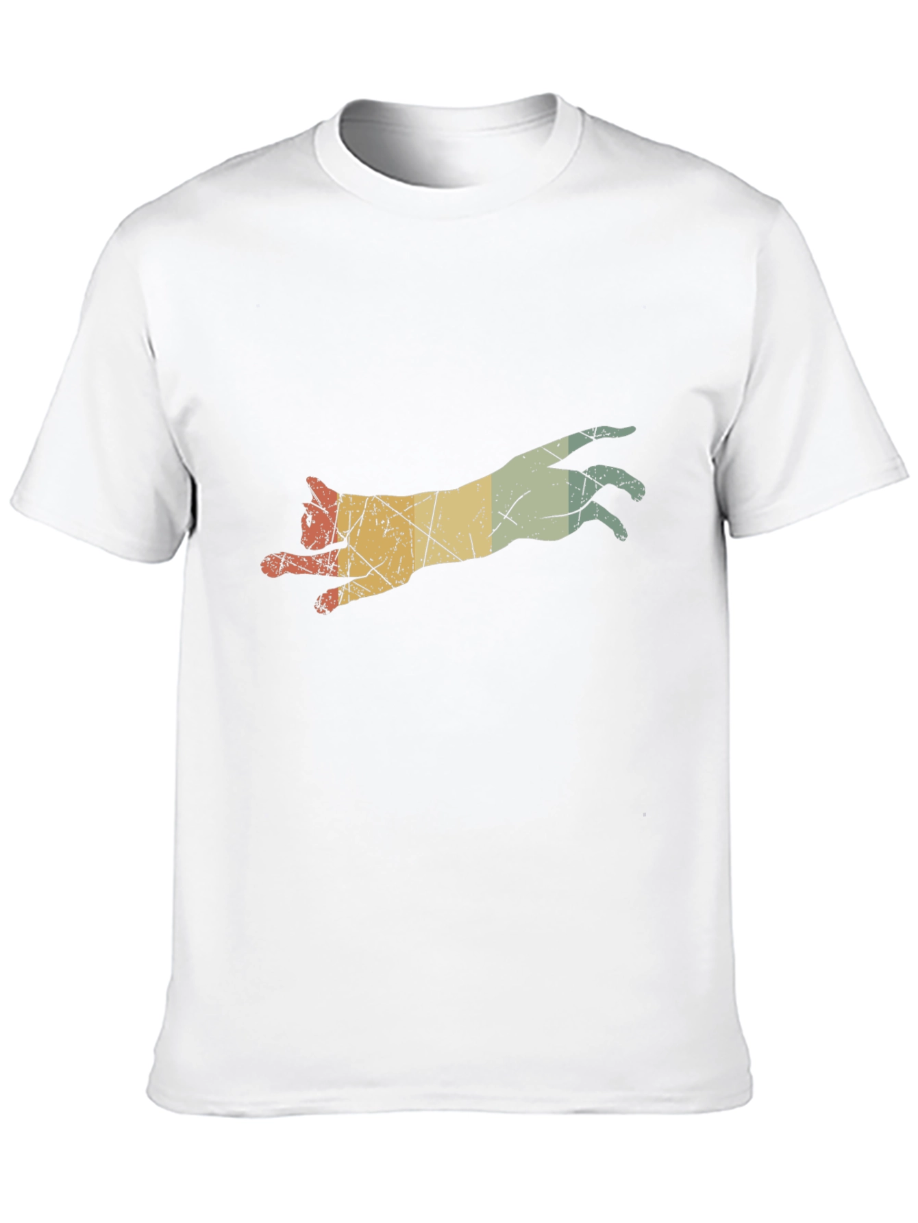 Retro Leaping Cat Graphic Tee - Black
